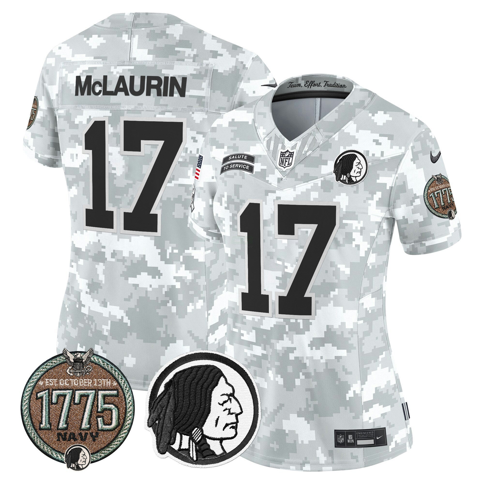 Camisa NFL Women’s Washington Redskins 2024 Salute to Service Establishment Year Patch Vapor Limited Jersey