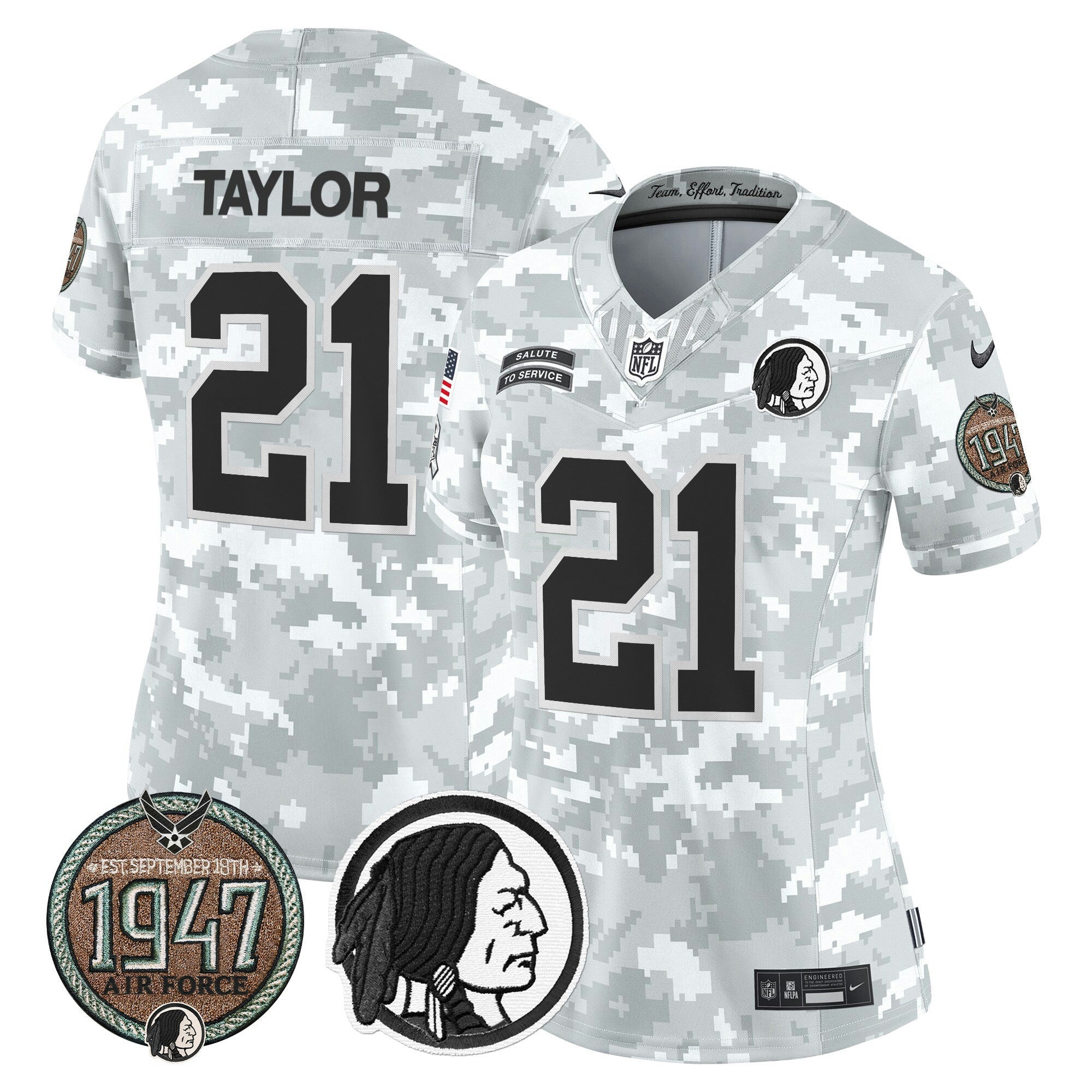 Camisa NFL Women’s Washington Redskins 2024 Salute to Service Establishment Year Patch Vapor Limited Jersey