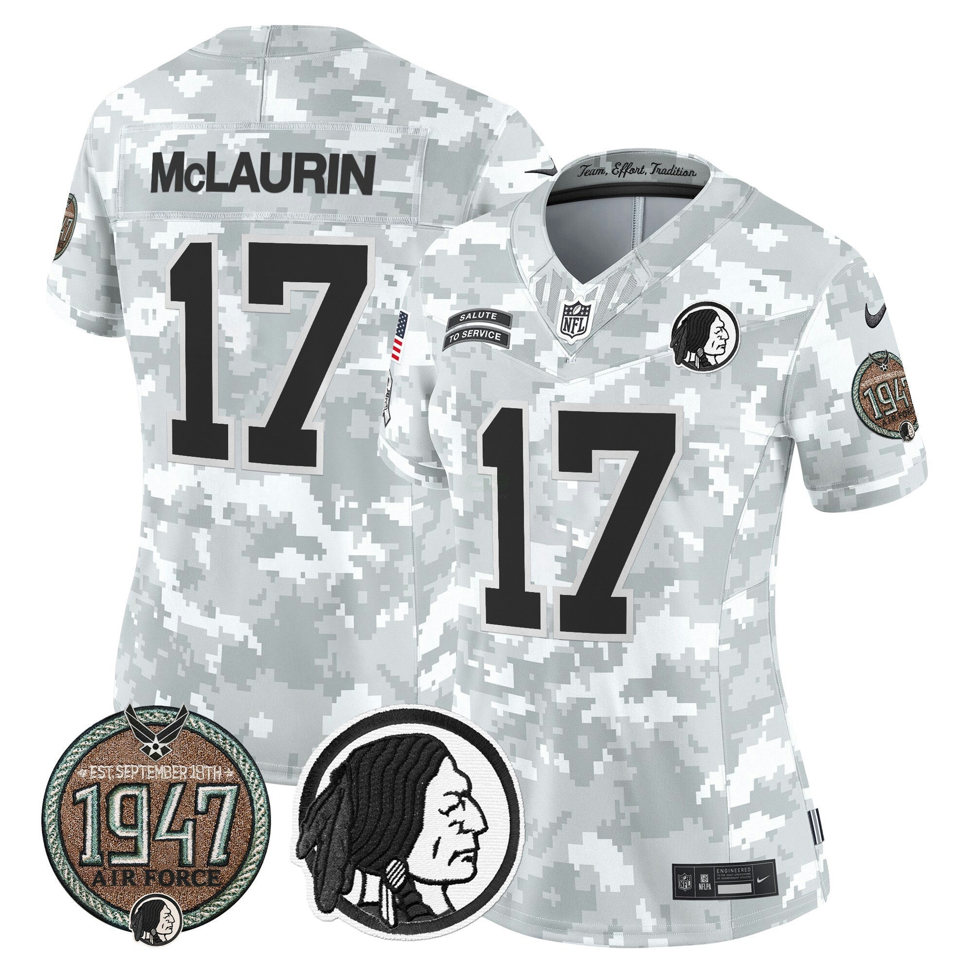 Camisa NFL Women’s Washington Redskins 2024 Salute to Service Establishment Year Patch Vapor Limited Jersey