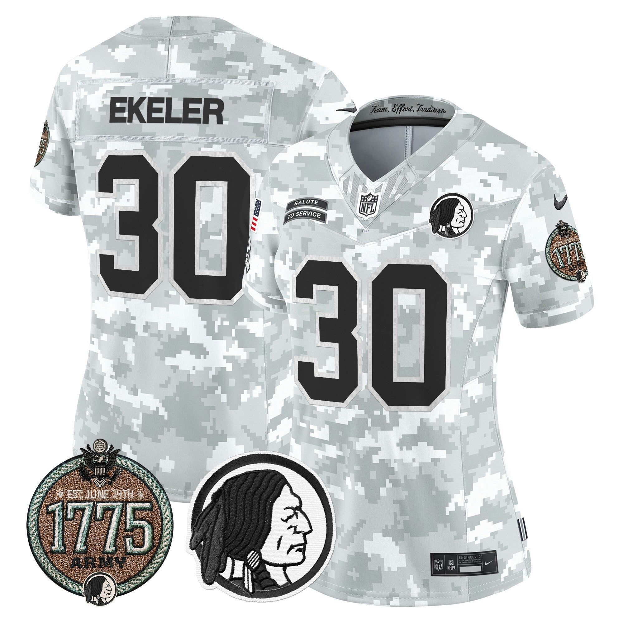 Camisa NFL Women’s Washington Redskins 2024 Salute to Service Establishment Year Patch Vapor Limited Jersey