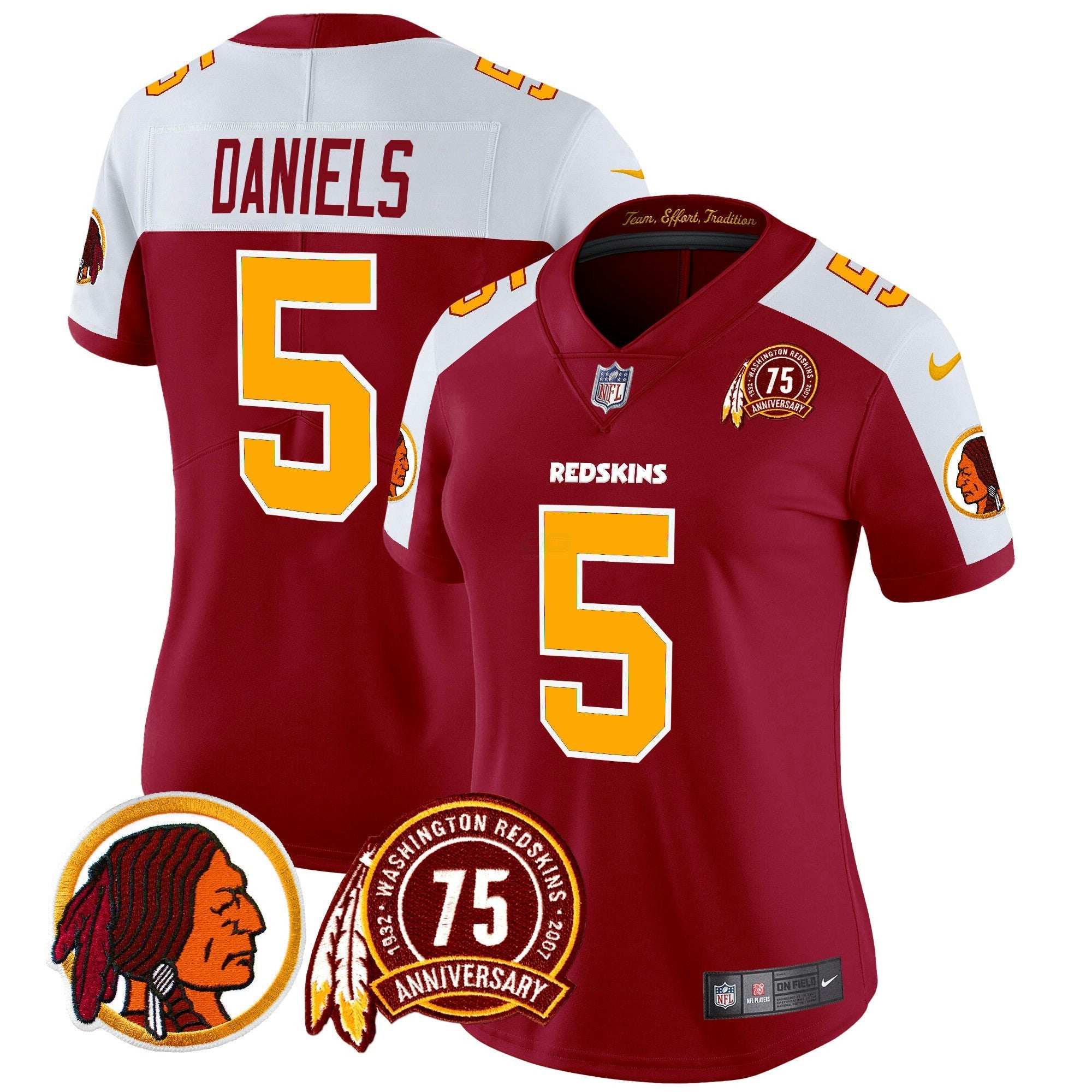 Camisa NFL Women’s Washington Redskins 75th Patch Throwback Vapor Limited Jersey