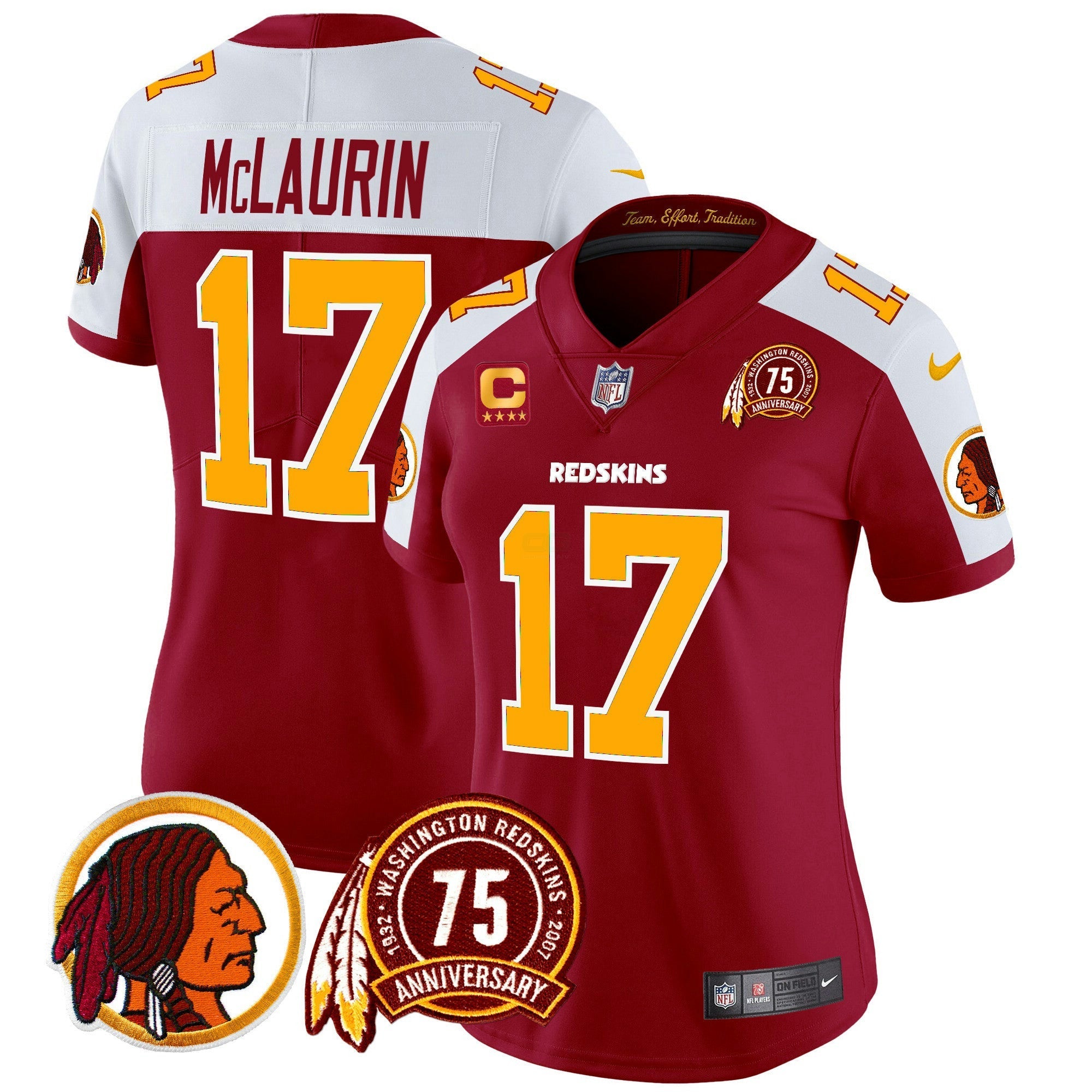 Camisa NFL Women’s Washington Redskins 75th Patch Throwback Vapor Limited Jersey