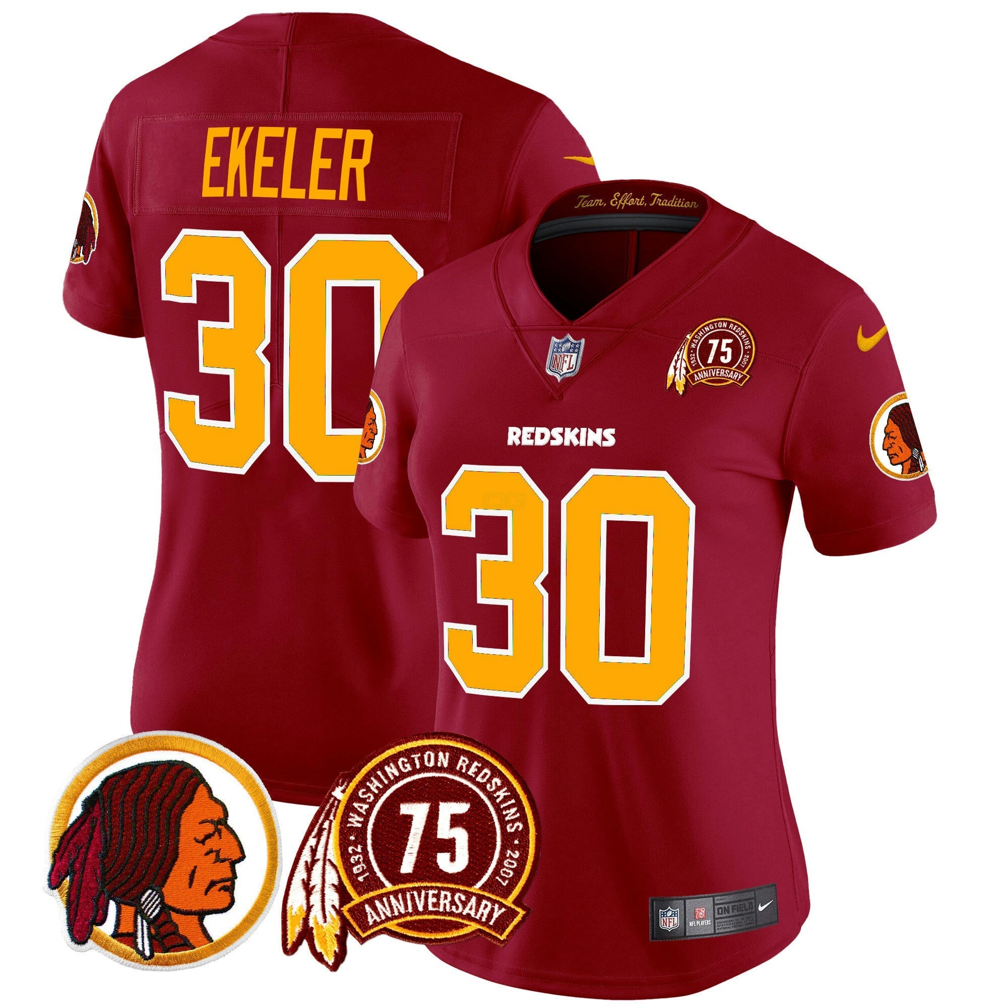 Camisa NFL Women’s Washington Redskins 75th Patch Throwback Vapor Limited Jersey
