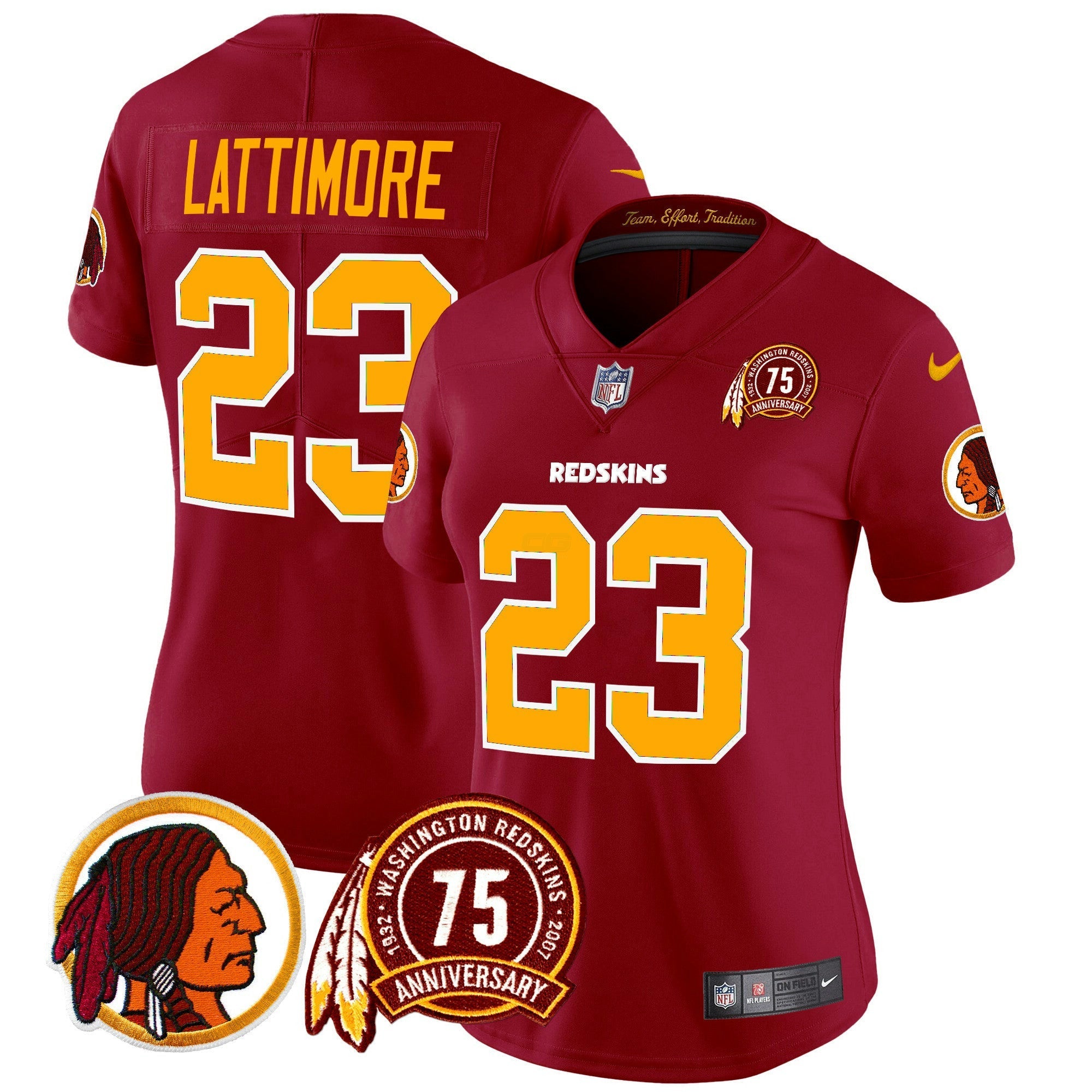 Camisa NFL Women’s Washington Redskins 75th Patch Throwback Vapor Limited Jersey