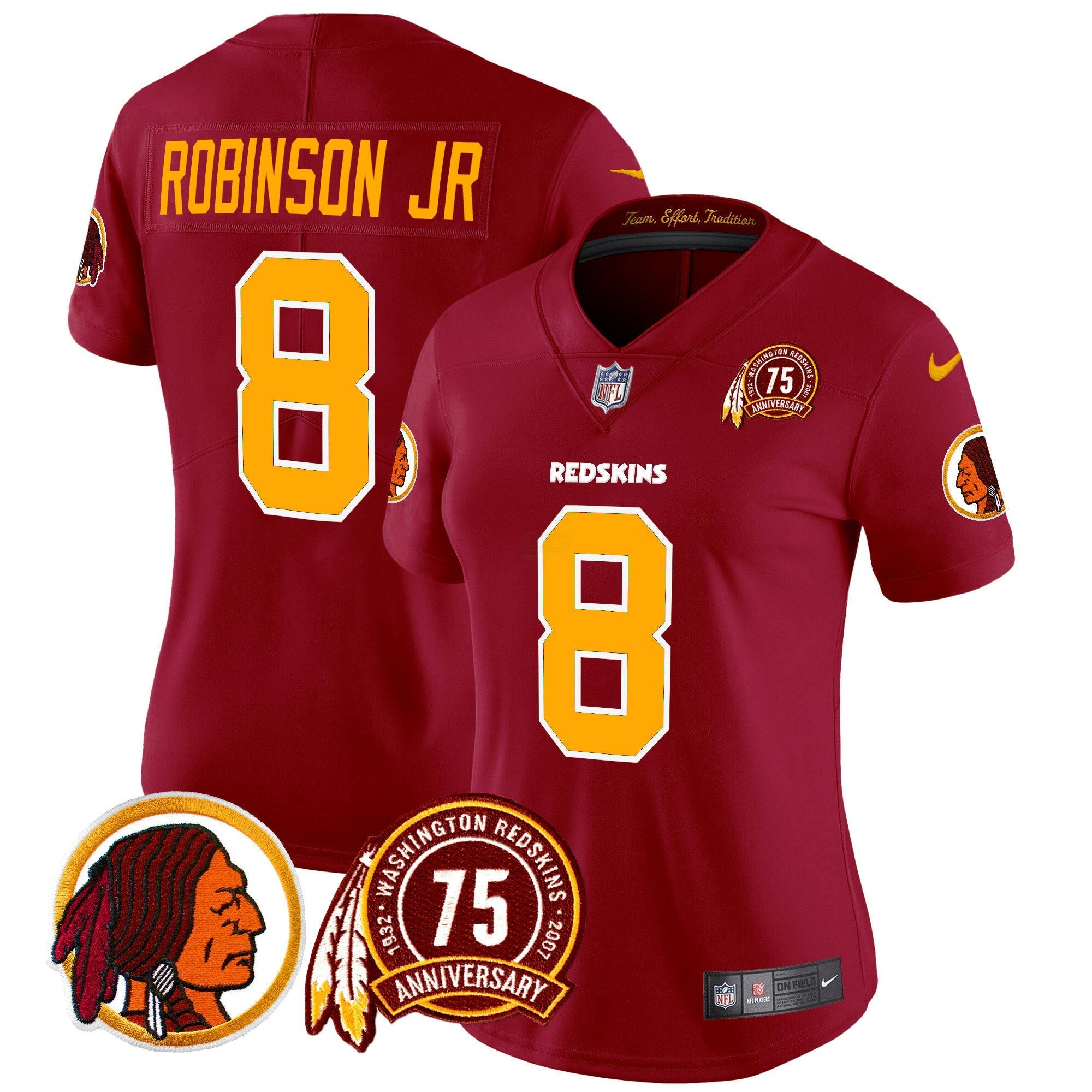 Camisa NFL Women’s Washington Redskins 75th Patch Throwback Vapor Limited Jersey
