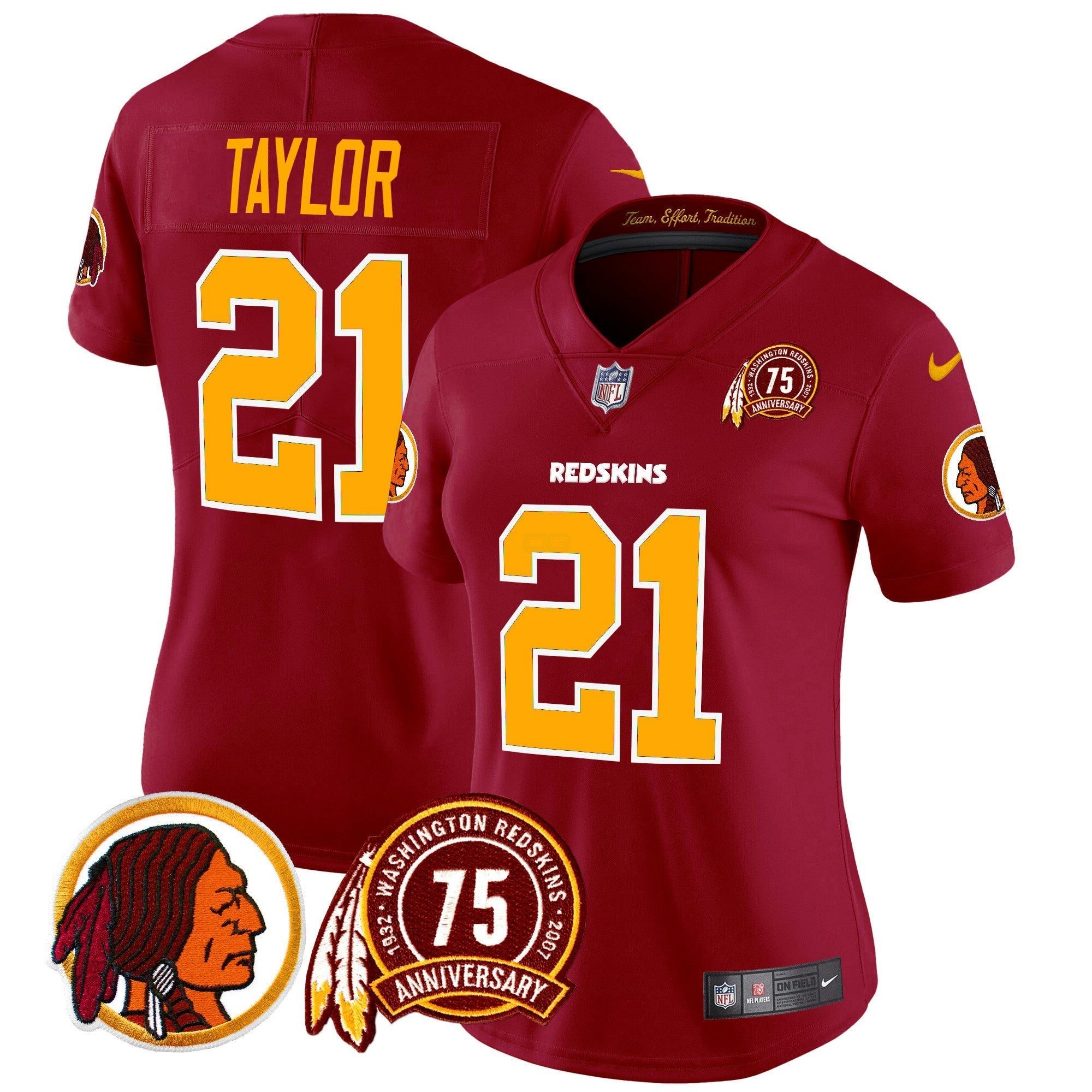 Camisa NFL Women’s Washington Redskins 75th Patch Throwback Vapor Limited Jersey