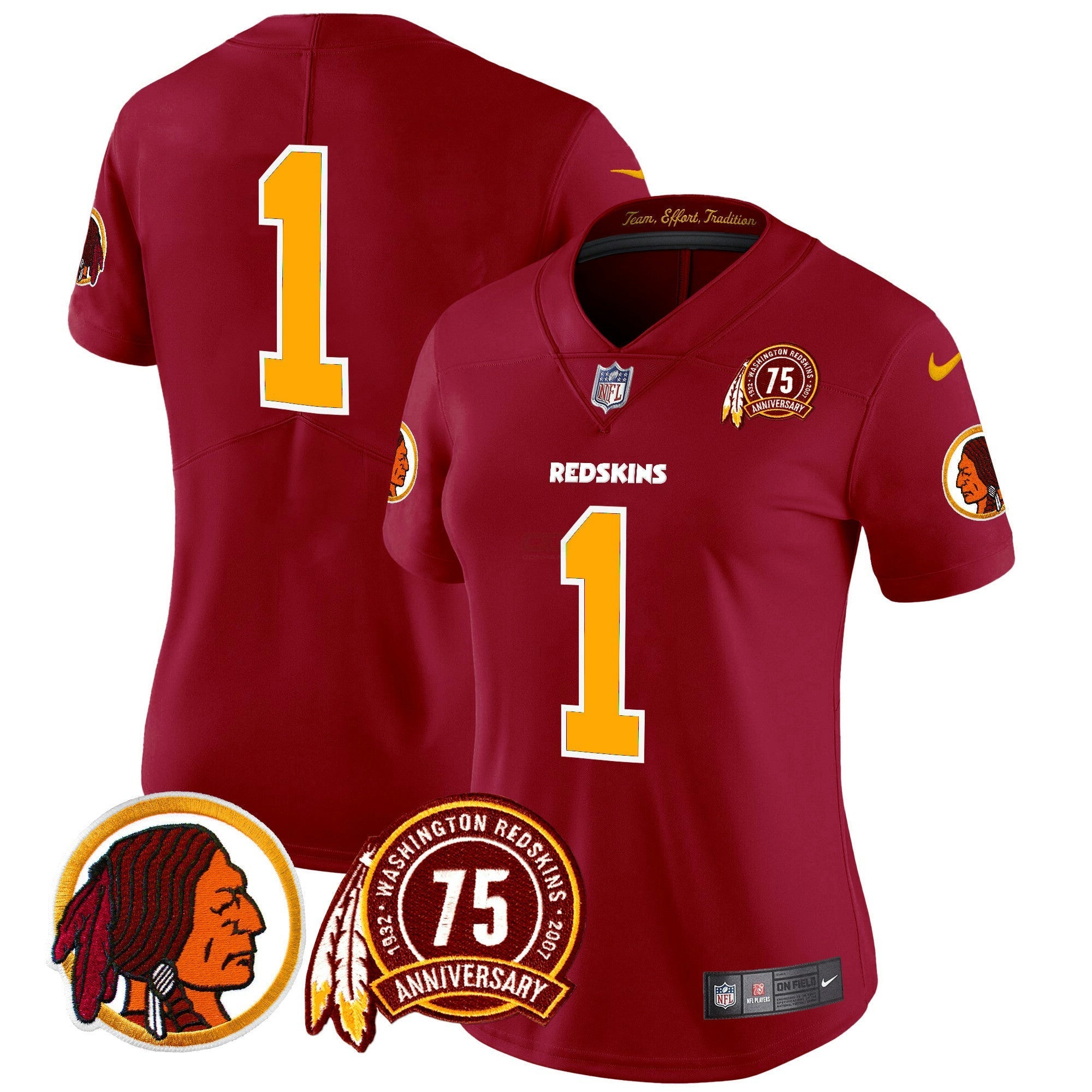 Camisa NFL Women’s Washington Redskins 75th Patch Throwback Vapor Limited Jersey