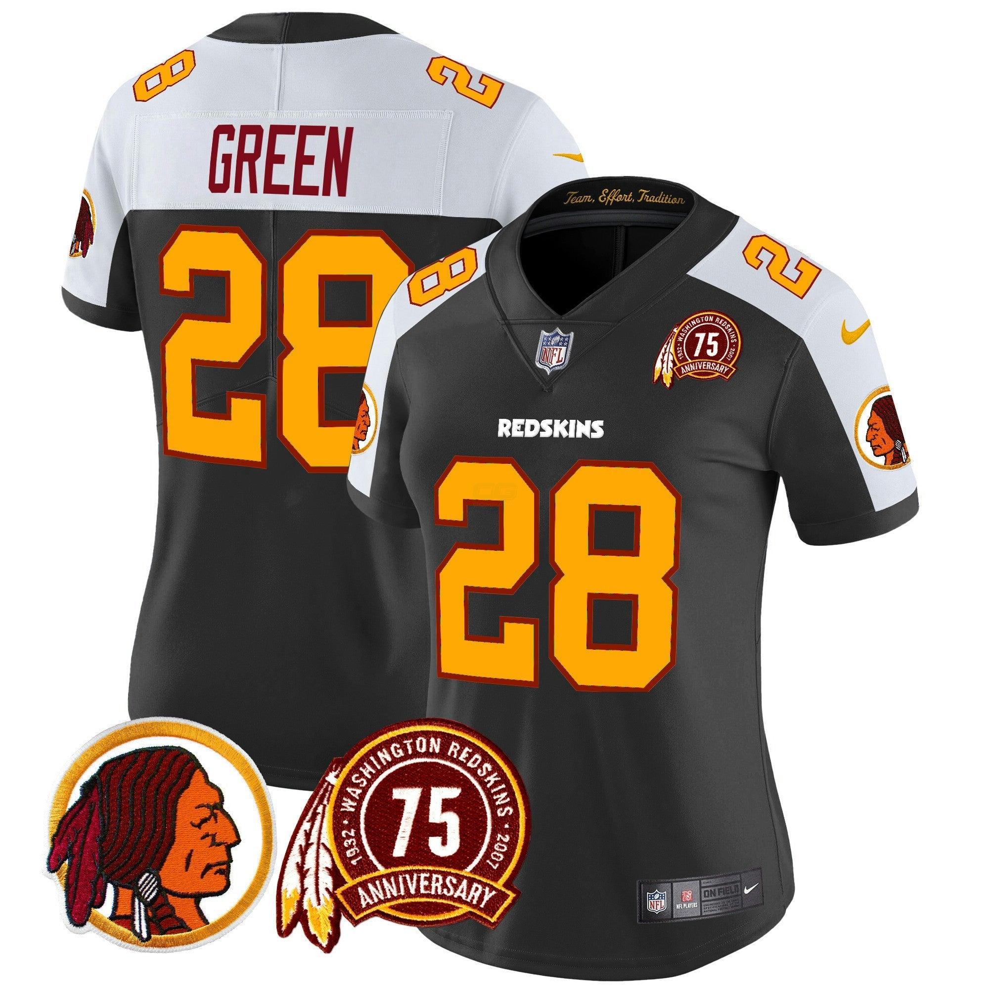 Camisa NFL Women’s Washington Redskins 75th Patch Throwback Vapor Limited Jersey