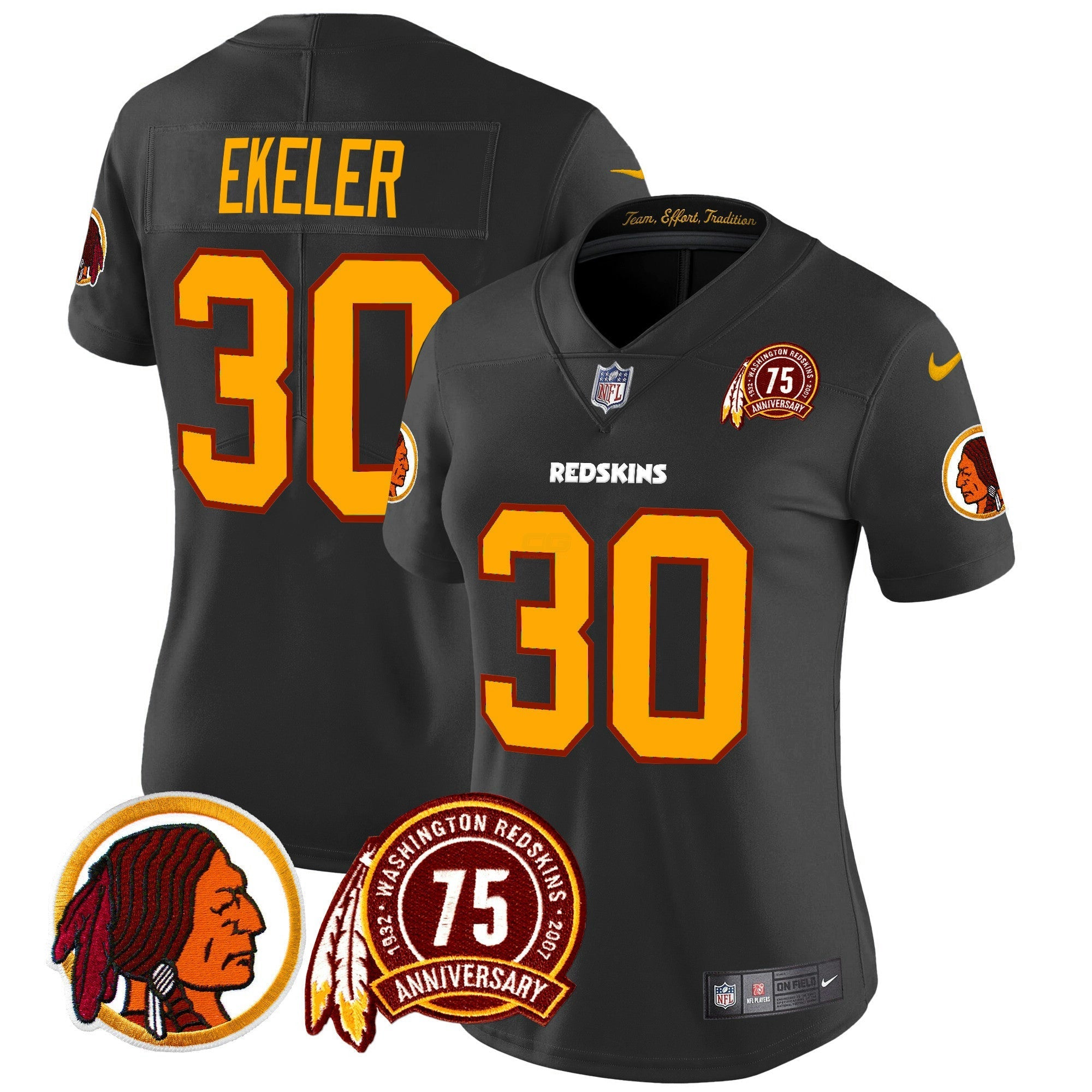 Camisa NFL Women’s Washington Redskins 75th Patch Throwback Vapor Limited Jersey