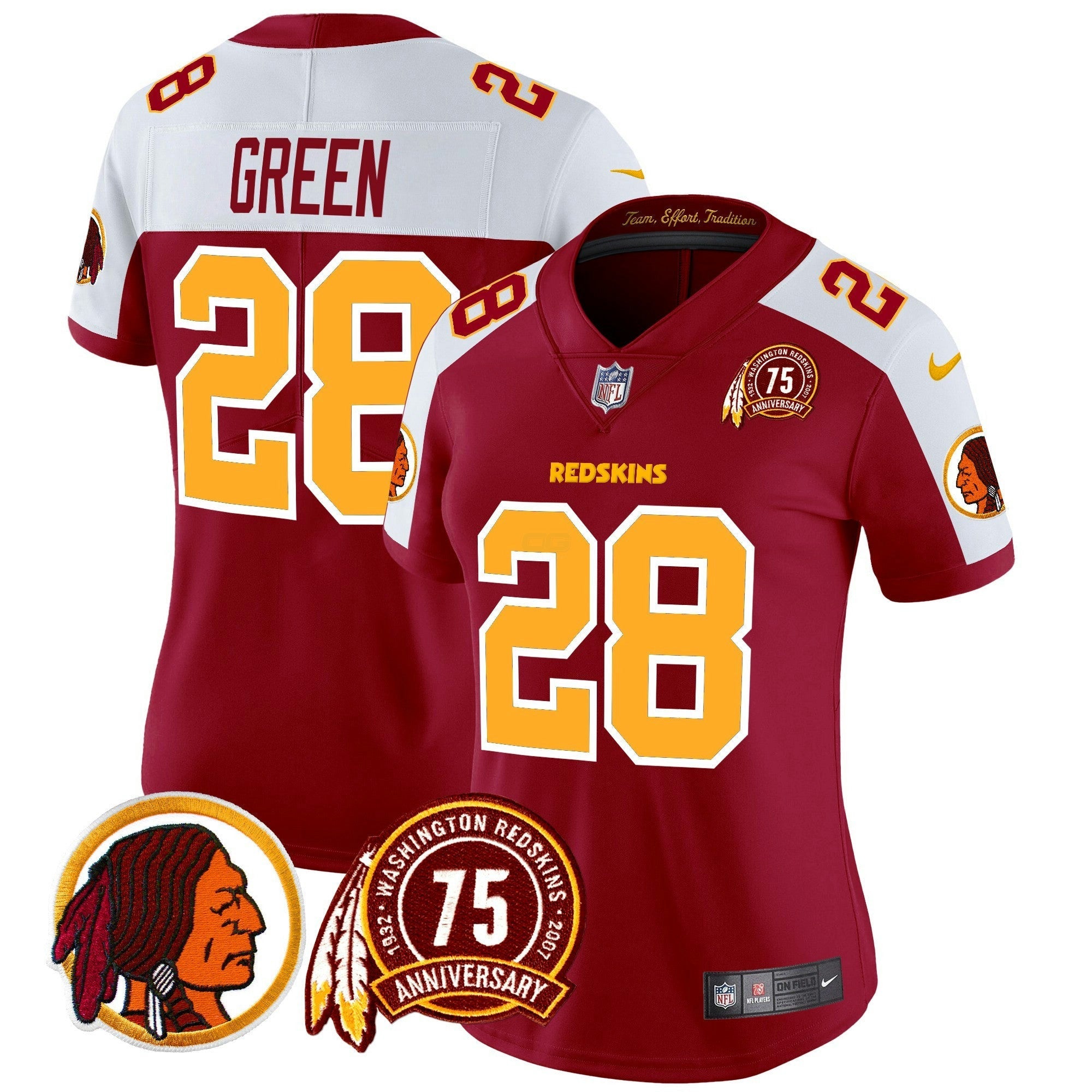 Camisa NFL Women’s Washington Redskins 75th Patch Vapor Limited Jersey