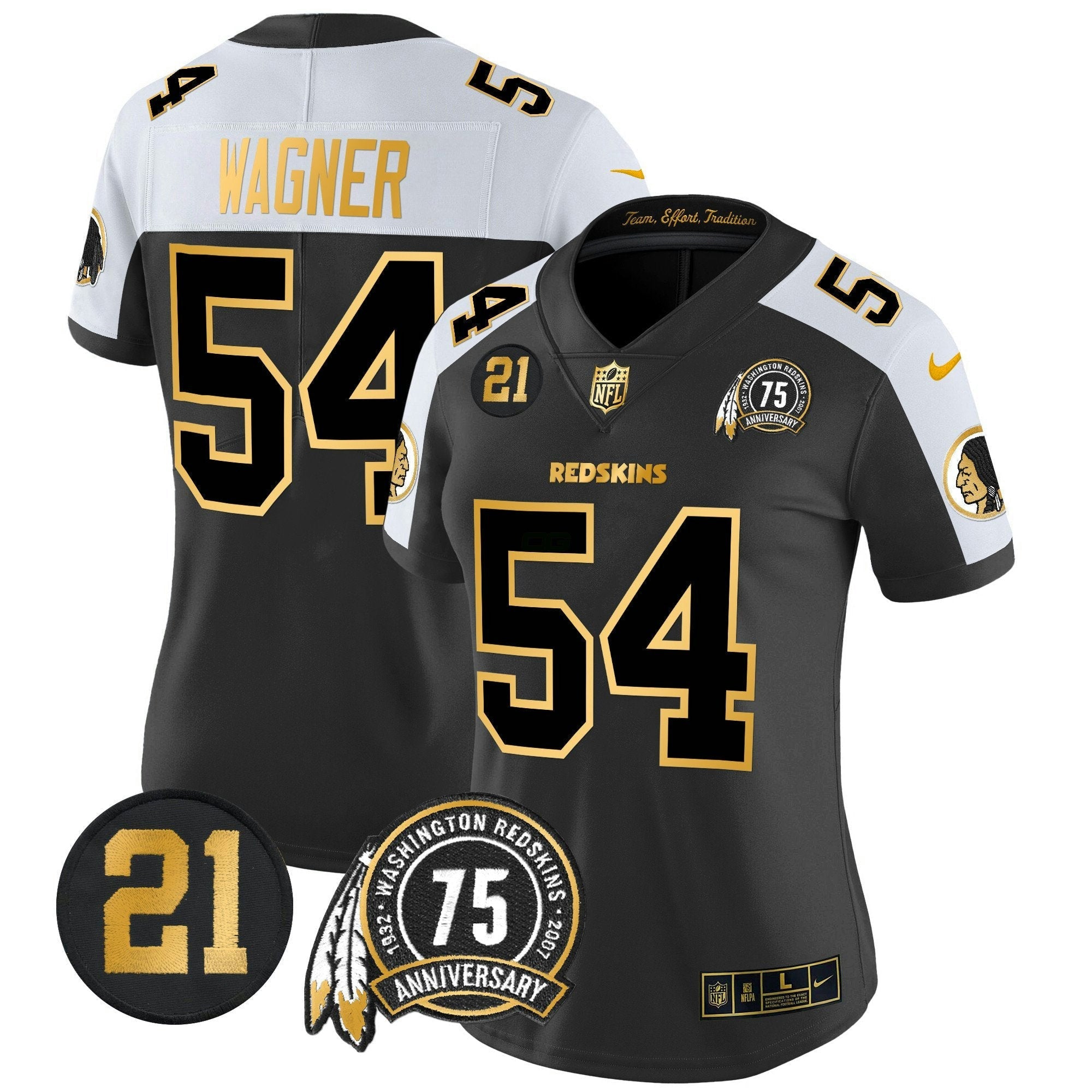 Camisa NFL Women’s Washington Redskins 75th & Sean Taylor Patch Dourada Vapor Limited Jersey