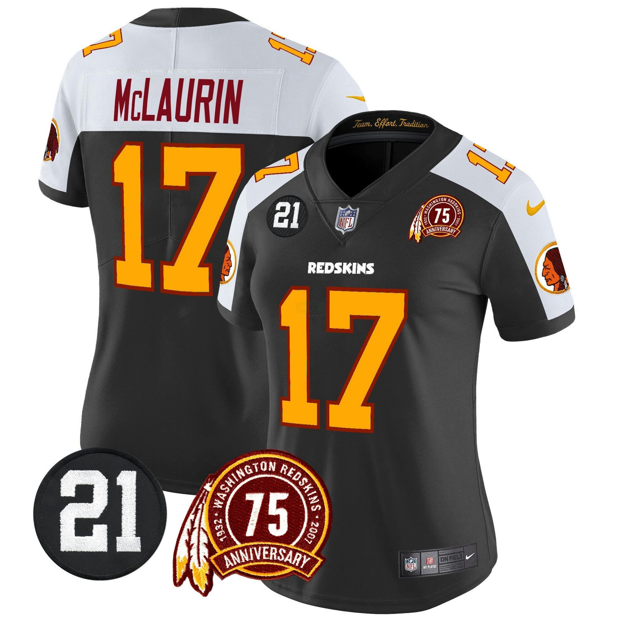 Camisa NFL Women’s Washington Redskins 75th & Sean Taylor Patch Vapor Limited Jersey