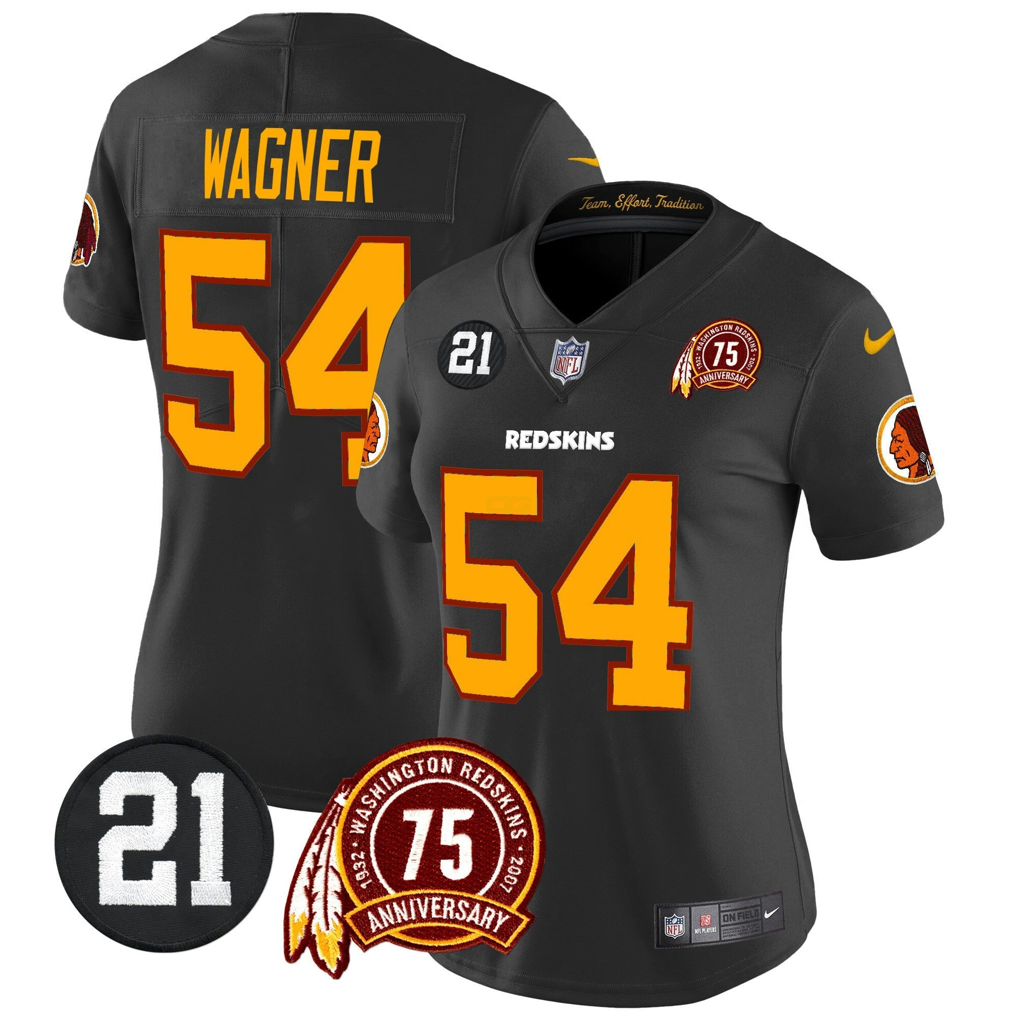 Camisa NFL Women’s Washington Redskins 75th & Sean Taylor Patch Vapor Limited Jersey