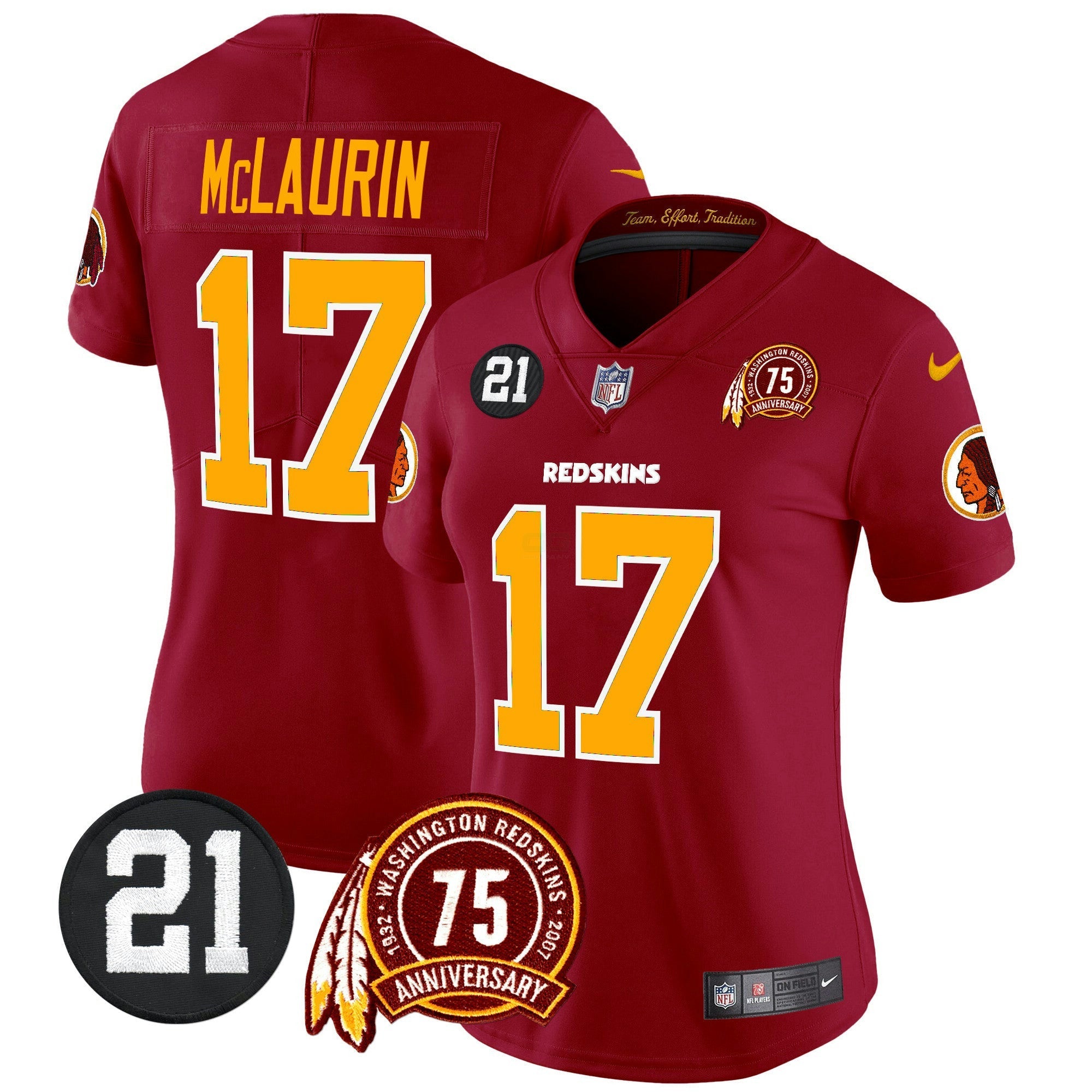 Camisa NFL Women’s Washington Redskins 75th & Sean Taylor Patch Vapor Limited Jersey