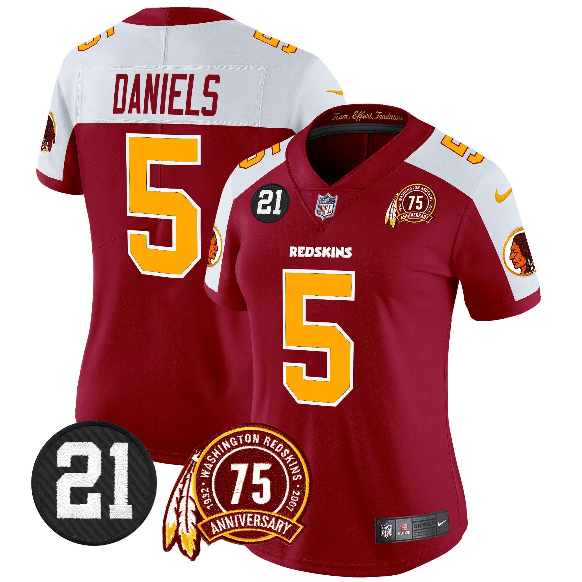 Camisa NFL Women’s Washington Redskins 75th & Sean Taylor Patch Vapor Limited Jersey