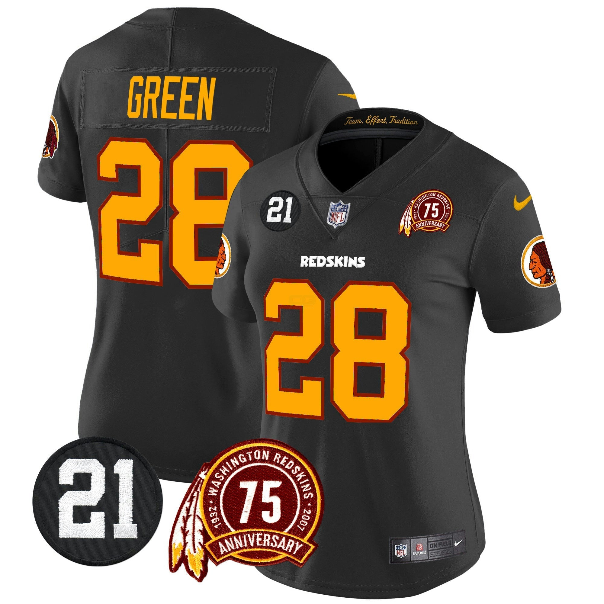 Camisa NFL Women’s Washington Redskins 75th & Sean Taylor Patch Vapor Limited Jersey