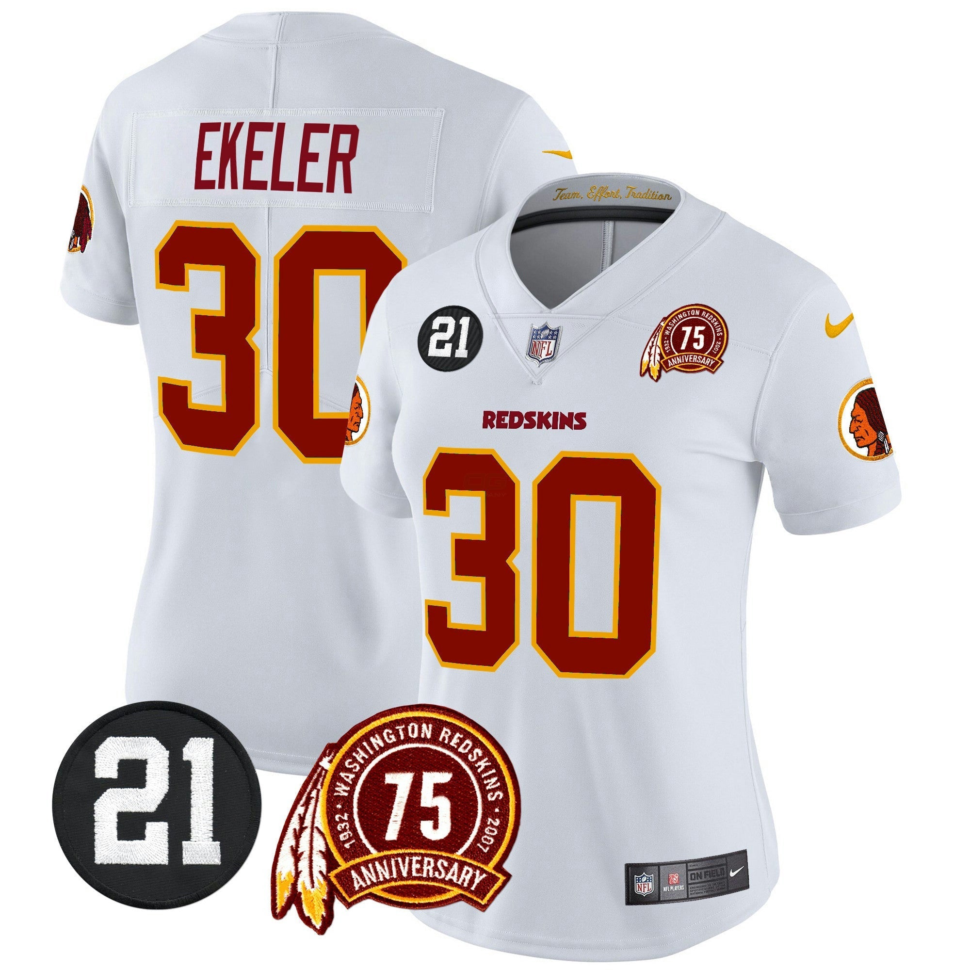 Camisa NFL Women’s Washington Redskins 75th & Sean Taylor Patch Vapor Limited Jersey