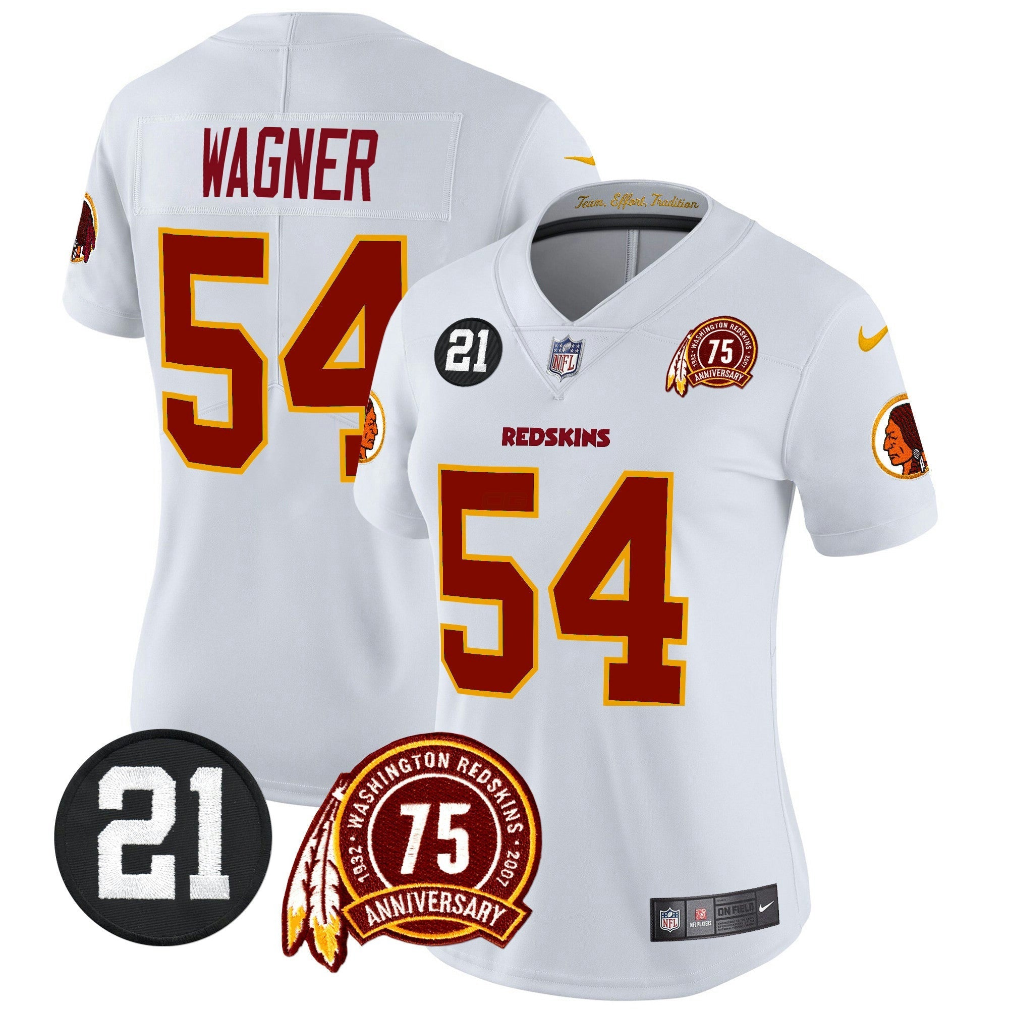 Camisa NFL Women’s Washington Redskins 75th & Sean Taylor Patch Vapor Limited Jersey
