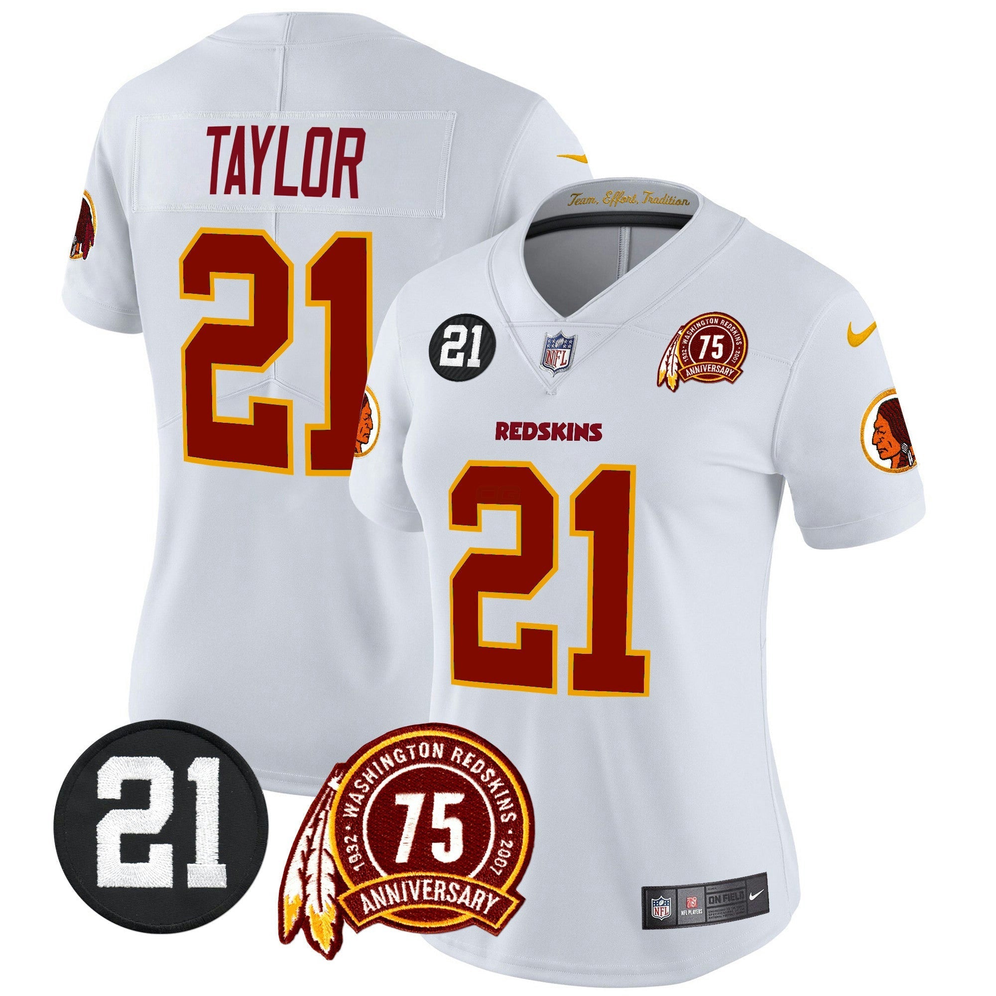 Camisa NFL Women’s Washington Redskins 75th & Sean Taylor Patch Vapor Limited Jersey