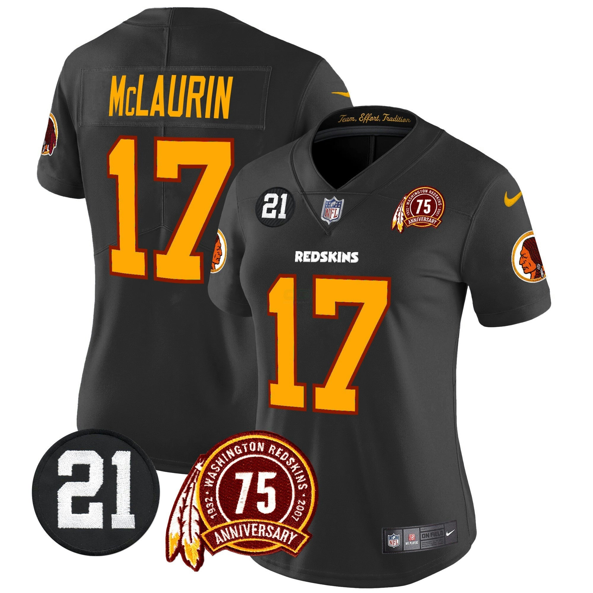 Camisa NFL Women’s Washington Redskins 75th & Sean Taylor Patch Vapor Limited Jersey