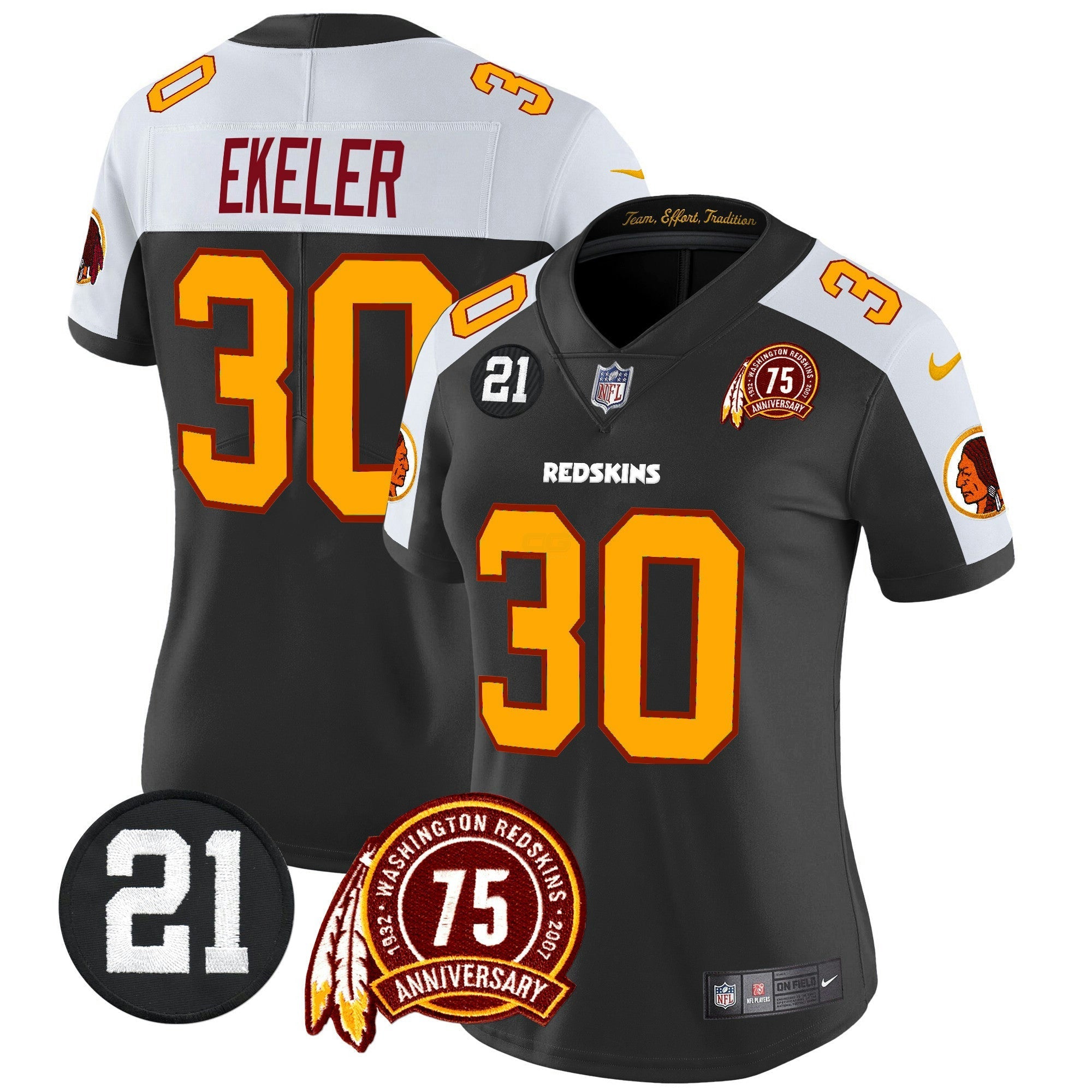 Camisa NFL Women’s Washington Redskins 75th & Sean Taylor Patch Vapor Limited Jersey