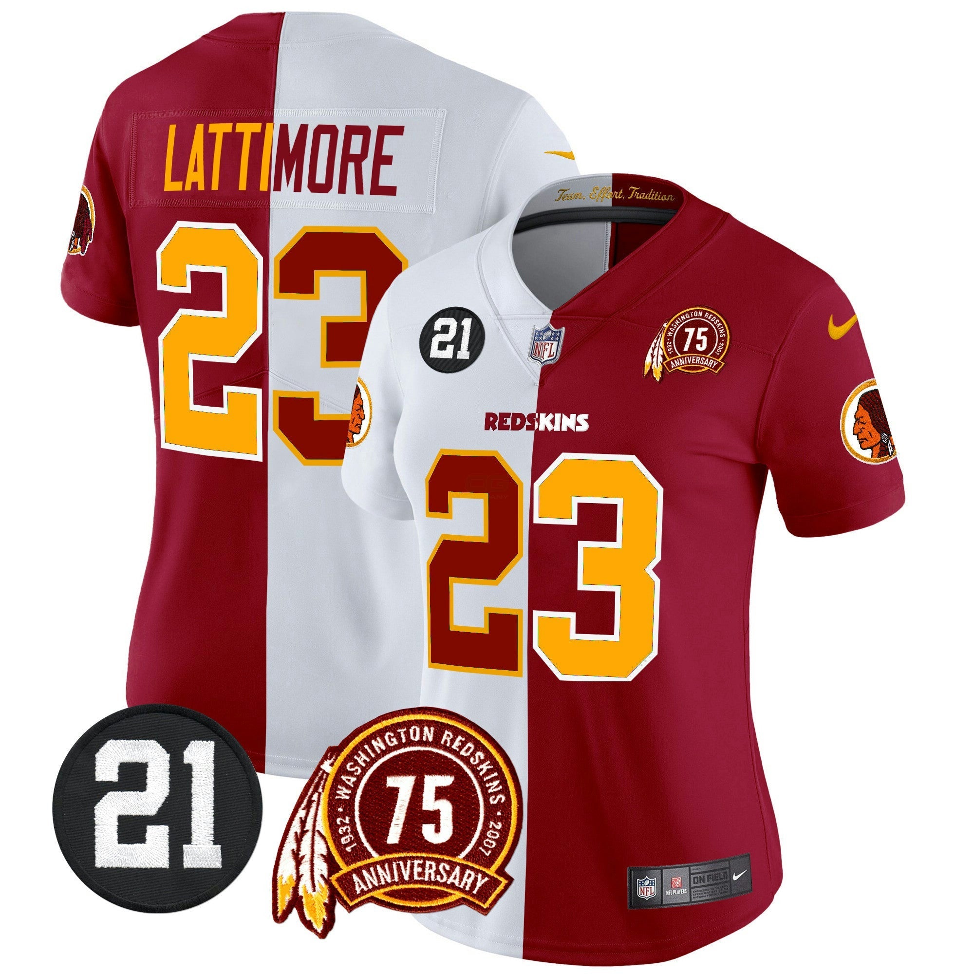 Camisa NFL Women’s Washington Redskins 75th & Sean Taylor Patch Vapor Limited Jersey