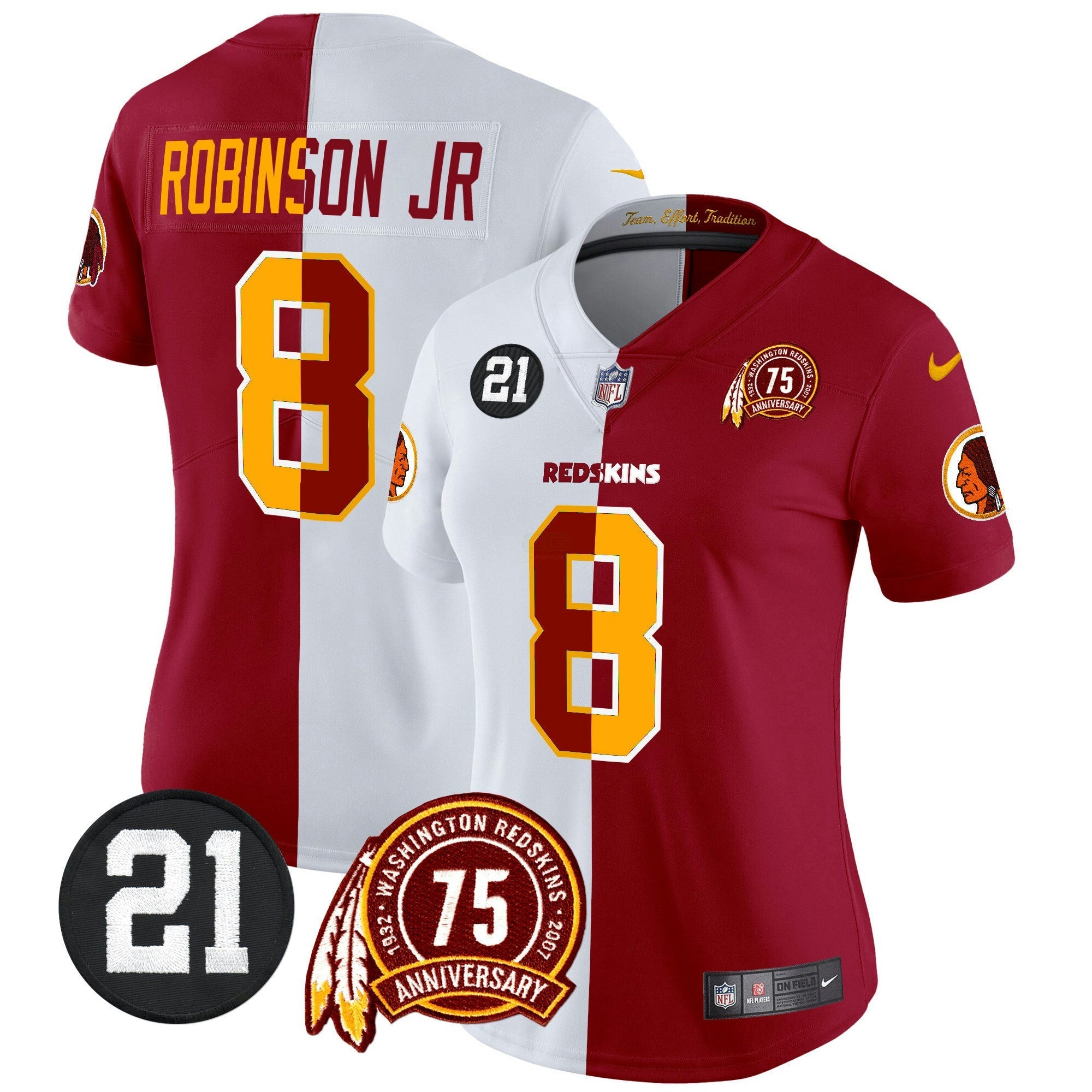 Camisa NFL Women’s Washington Redskins 75th & Sean Taylor Patch Vapor Limited Jersey