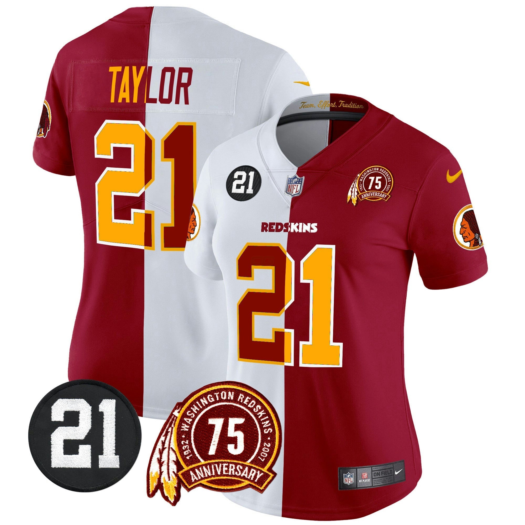 Camisa NFL Women’s Washington Redskins 75th & Sean Taylor Patch Vapor Limited Jersey