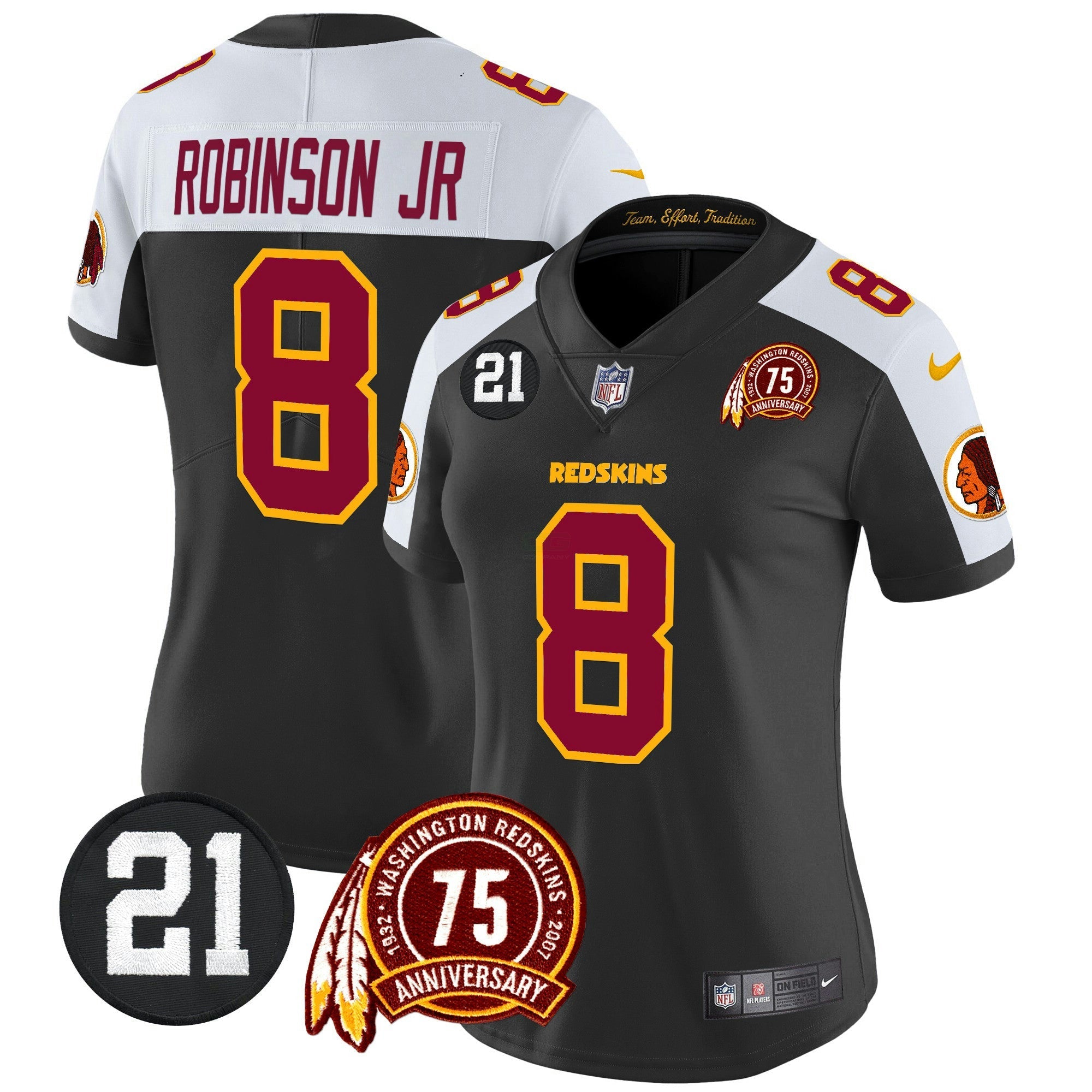 Camisa NFL Women’s Washington Redskins 75th & Sean Taylor Patch Vapor Limited Jersey V2