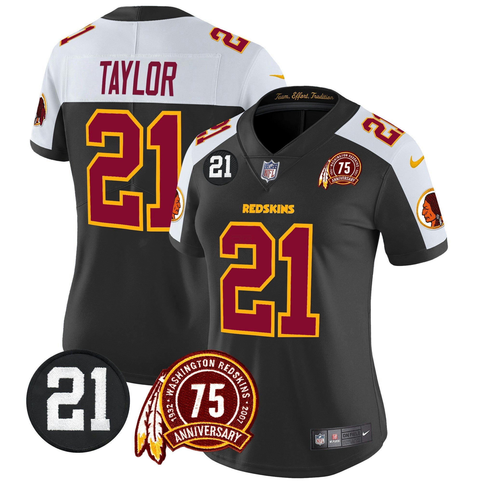 Camisa NFL Women’s Washington Redskins 75th & Sean Taylor Patch Vapor Limited Jersey V2
