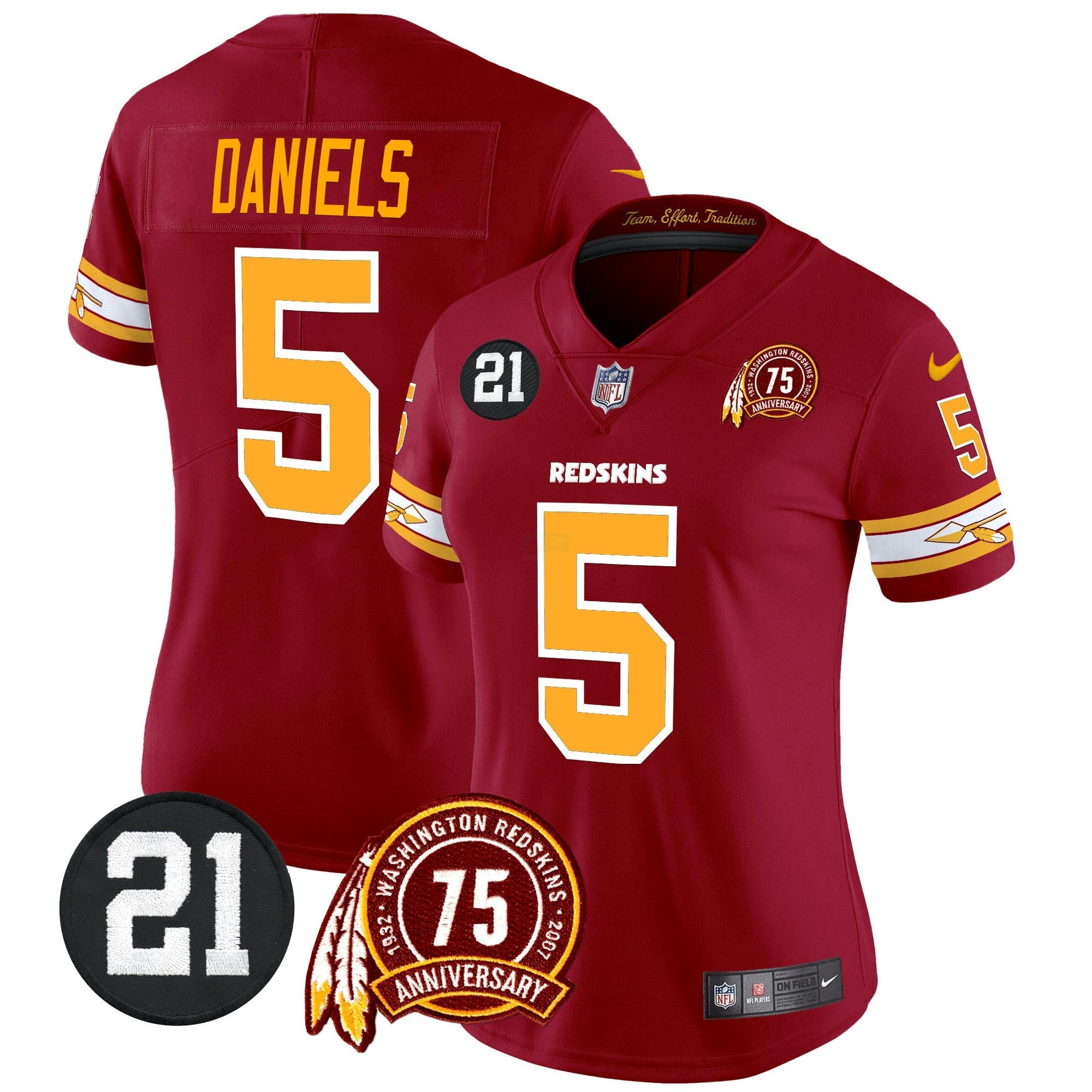 Camisa NFL Women’s Washington Redskins 75th & Sean Taylor Patch Vapor Limited Jersey V2