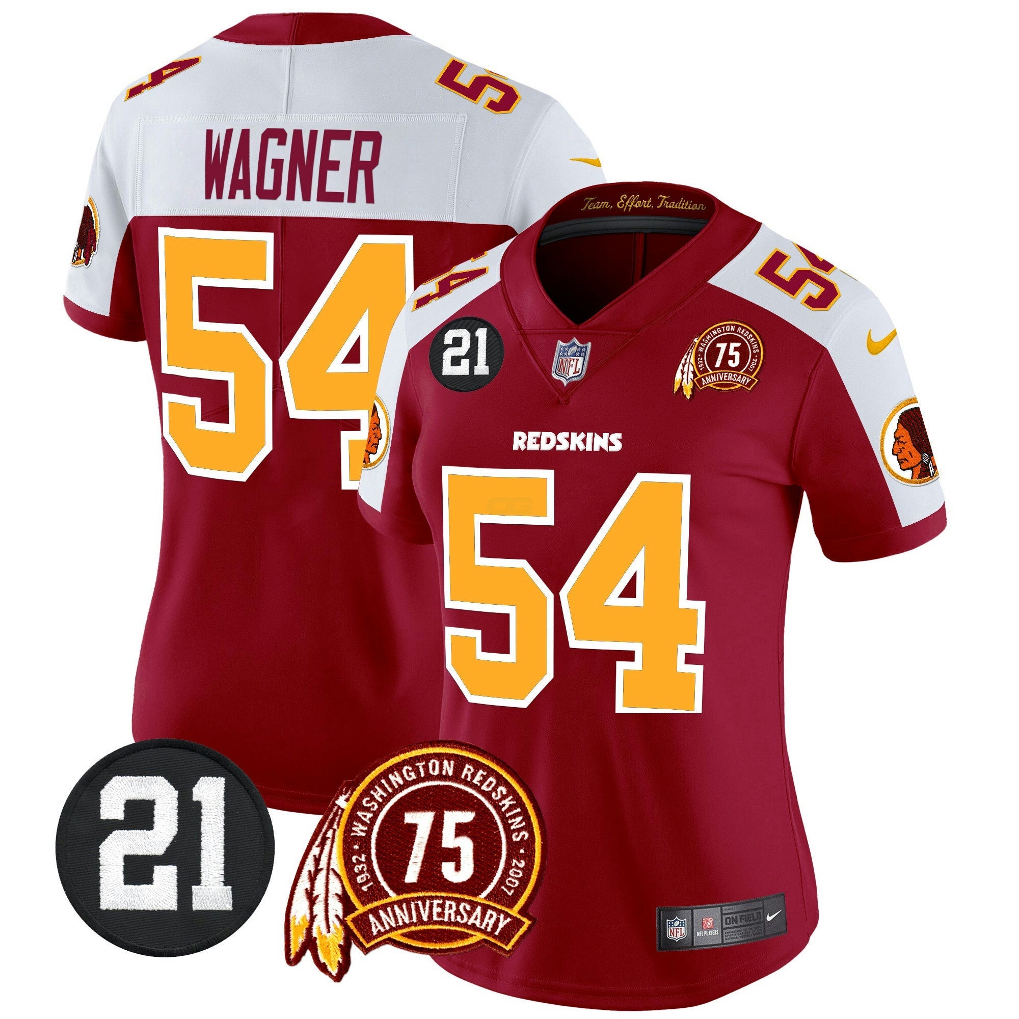 Camisa NFL Women’s Washington Redskins 75th & Sean Taylor Patch Vapor Limited Jersey V2