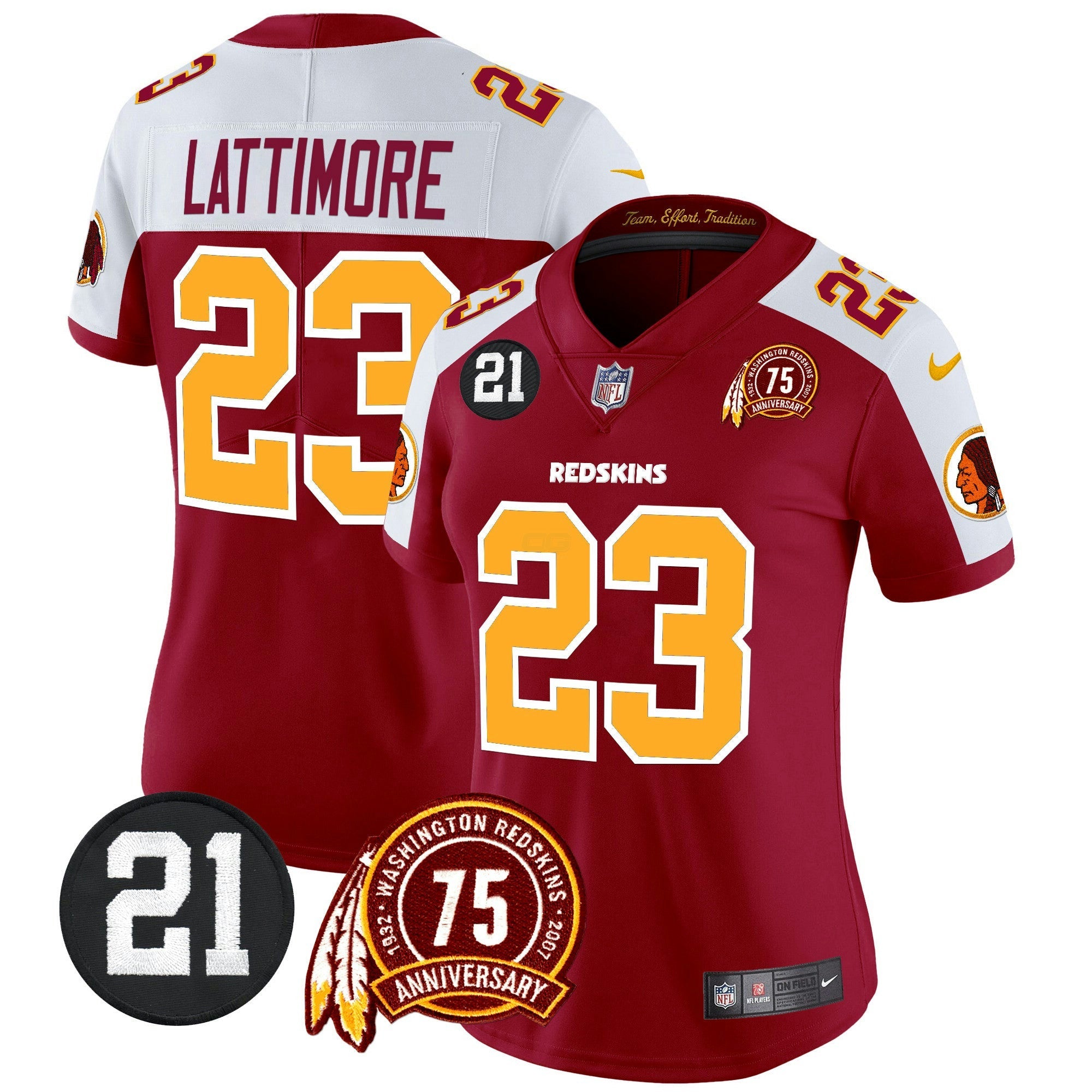 Camisa NFL Women’s Washington Redskins 75th & Sean Taylor Patch Vapor Limited Jersey V2