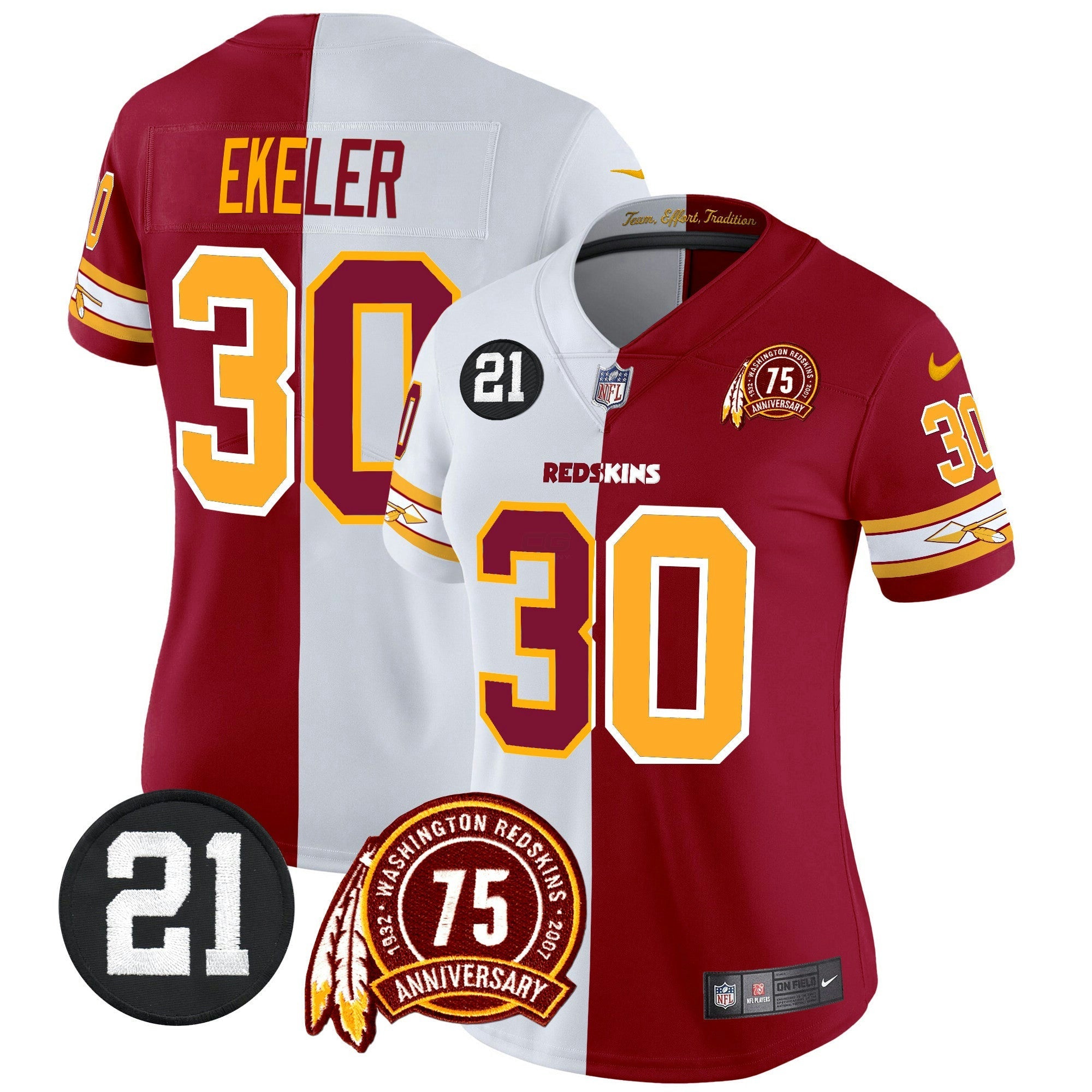 Camisa NFL Women’s Washington Redskins 75th & Sean Taylor Patch Vapor Limited Jersey V2