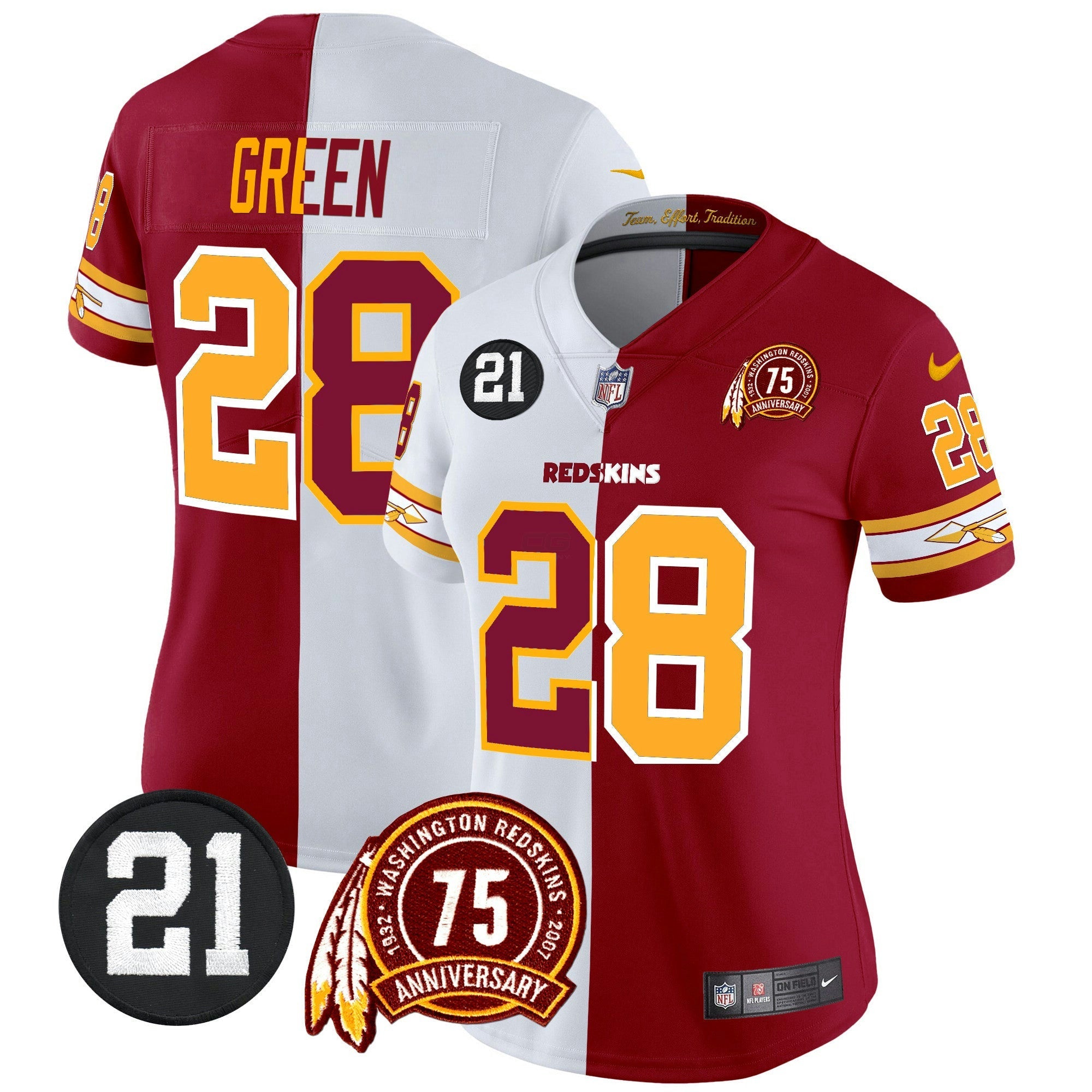Camisa NFL Women’s Washington Redskins 75th & Sean Taylor Patch Vapor Limited Jersey V2