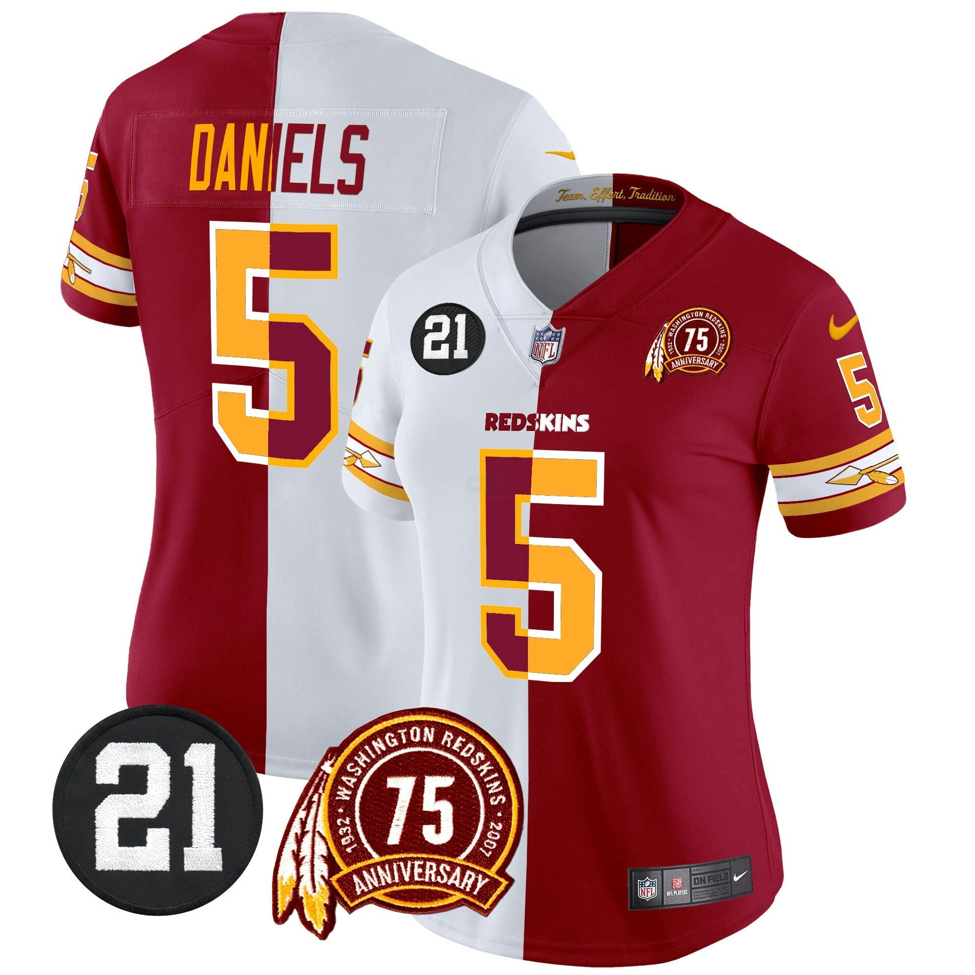 Camisa NFL Women’s Washington Redskins 75th & Sean Taylor Patch Vapor Limited Jersey V2