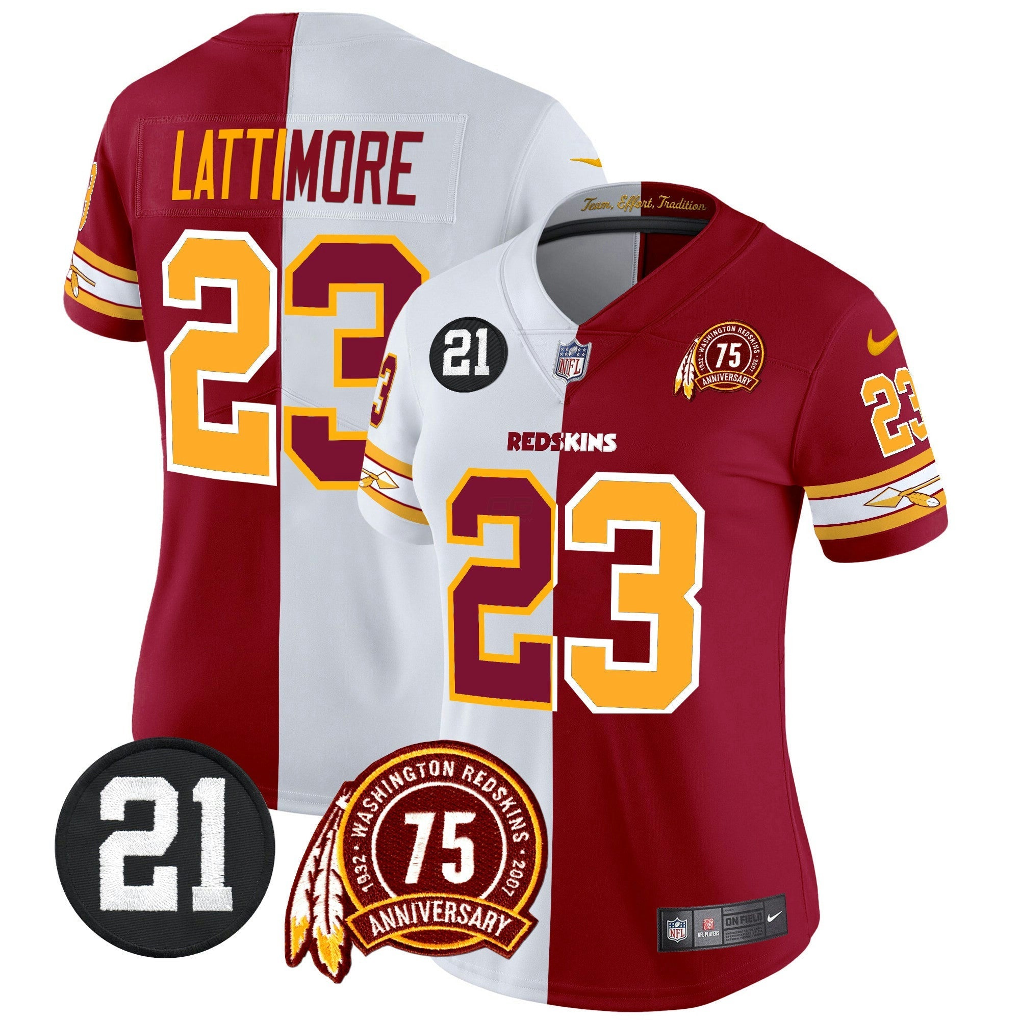 Camisa NFL Women’s Washington Redskins 75th & Sean Taylor Patch Vapor Limited Jersey V2