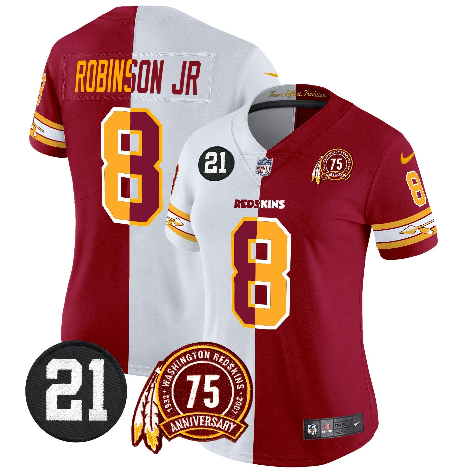 Camisa NFL Women’s Washington Redskins 75th & Sean Taylor Patch Vapor Limited Jersey V2