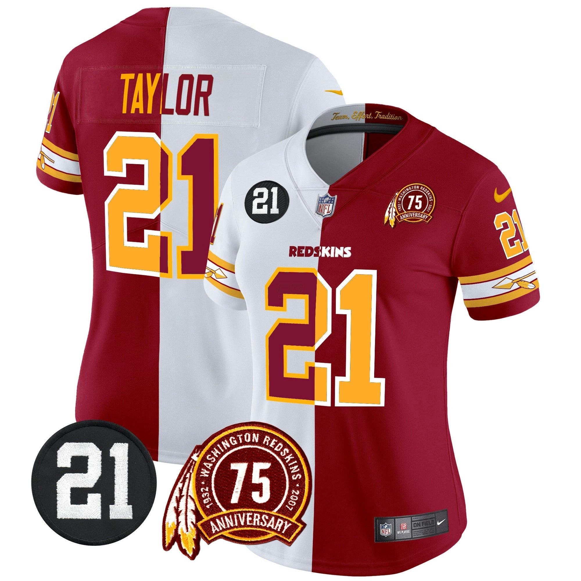 Camisa NFL Women’s Washington Redskins 75th & Sean Taylor Patch Vapor Limited Jersey V2
