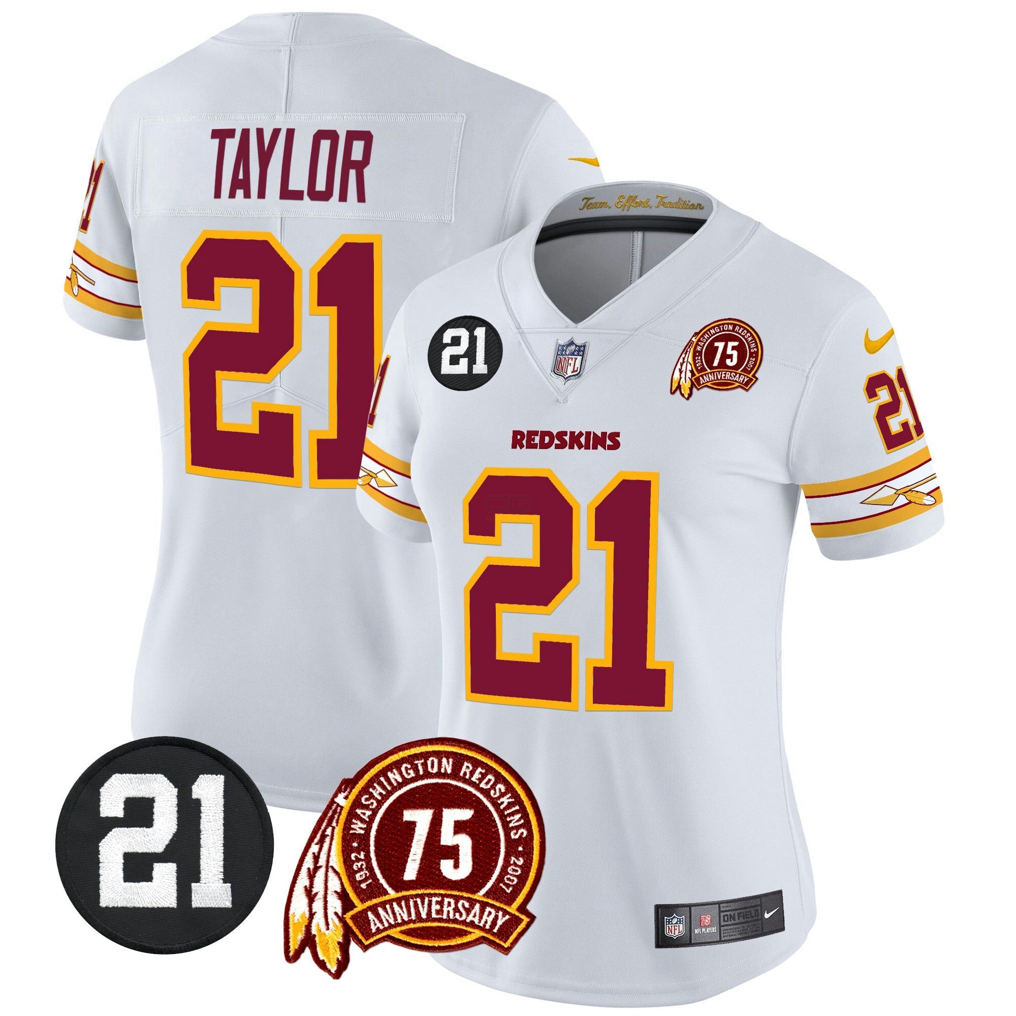 Camisa NFL Women’s Washington Redskins 75th & Sean Taylor Patch Vapor Limited Jersey V2