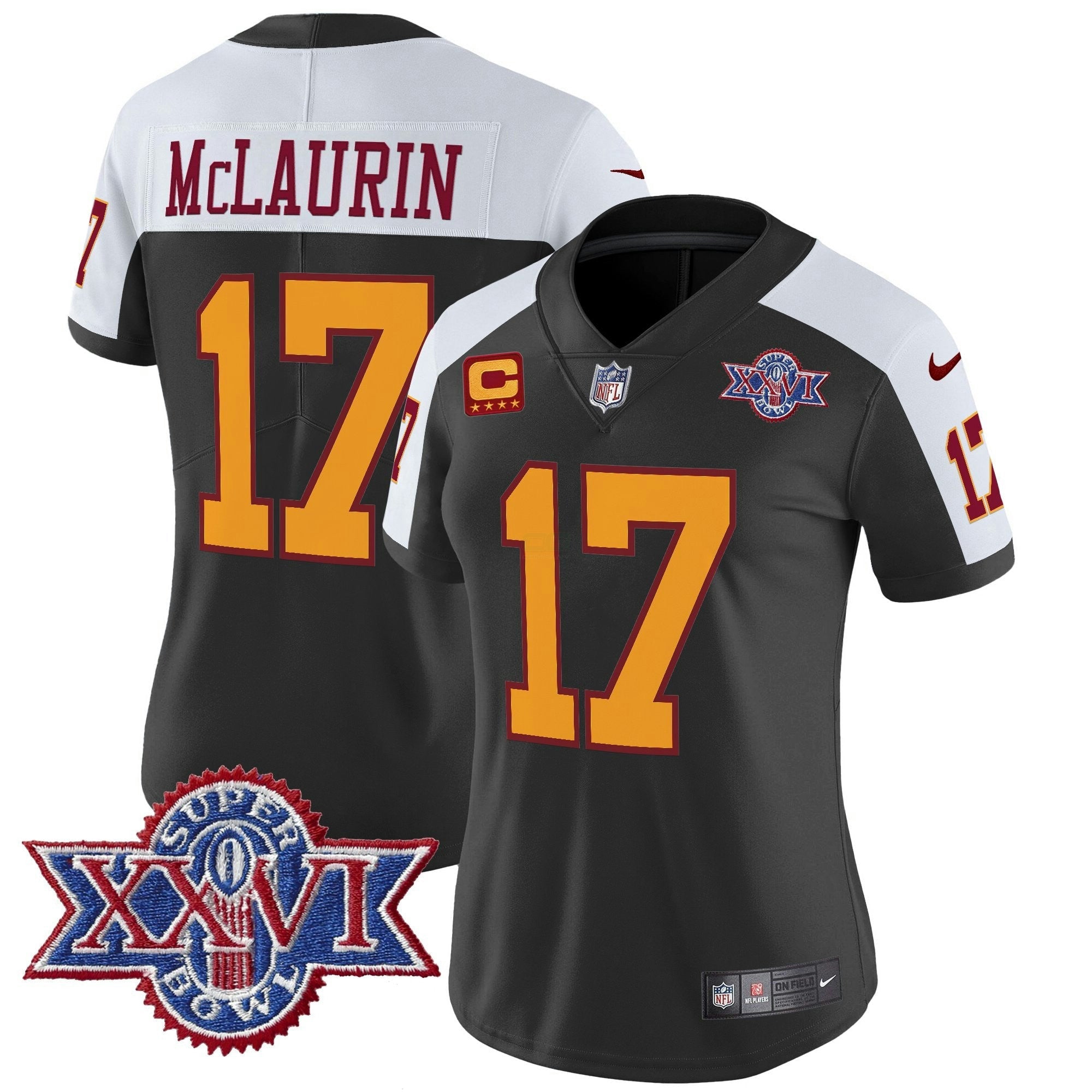 Camisa NFL Women’s Washington Redskins Throwback 1992 Super Bowl XXVI Patch Vapor Limited Jersey