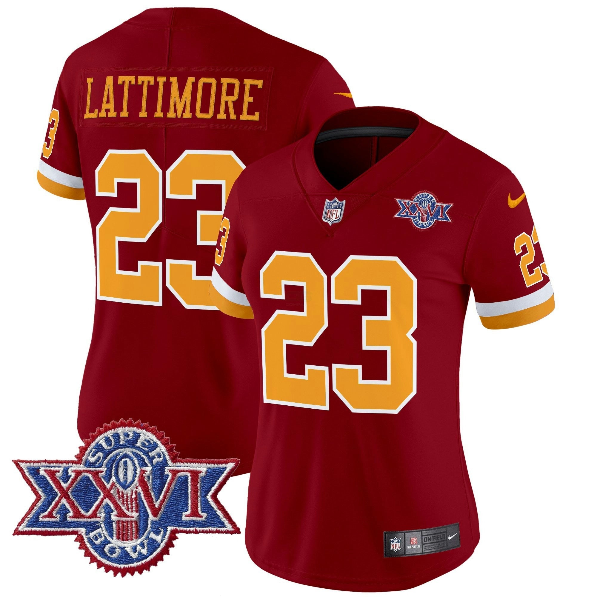 Camisa NFL Women’s Washington Redskins Throwback 1992 Super Bowl XXVI Patch Vapor Limited Jersey