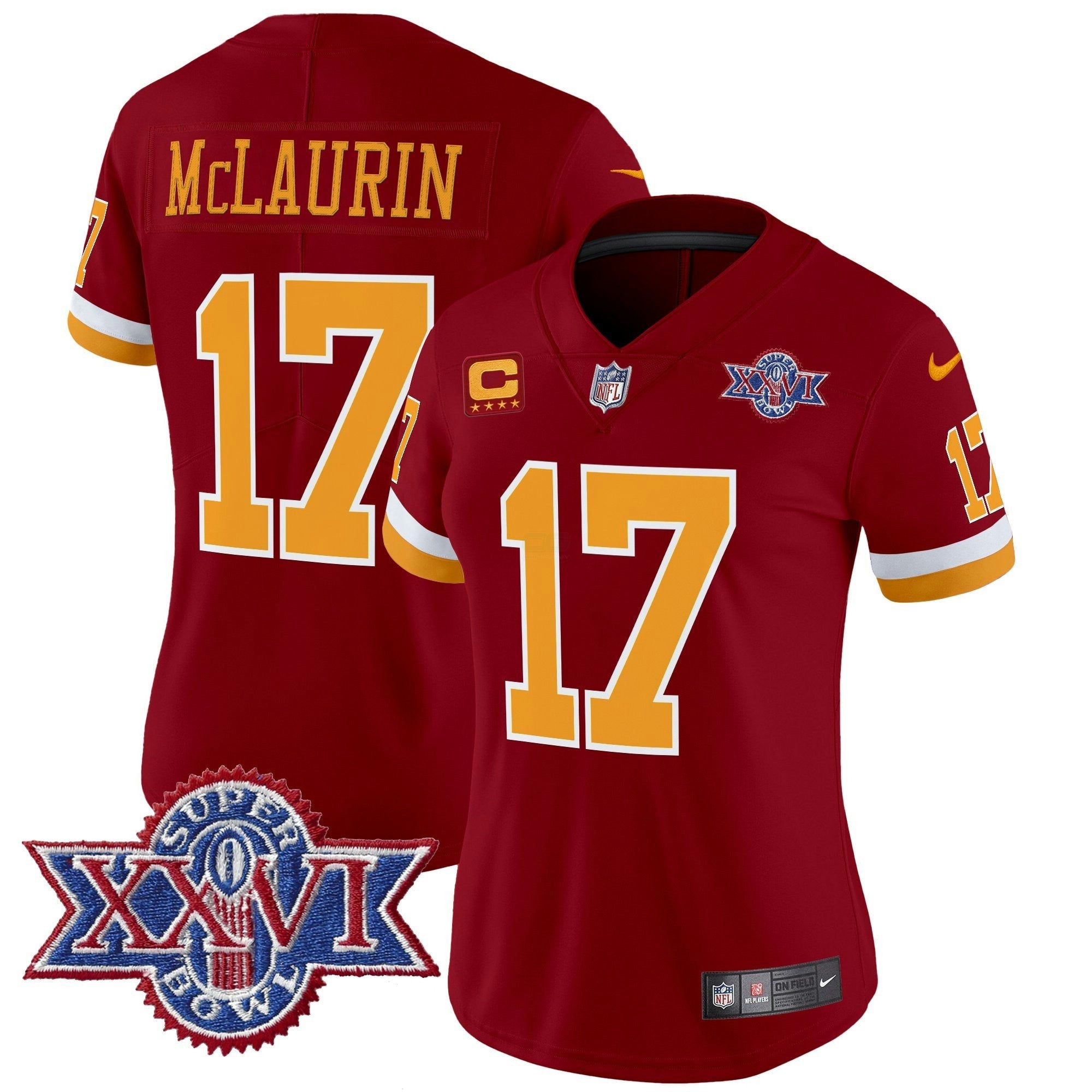 Camisa NFL Women’s Washington Redskins Throwback 1992 Super Bowl XXVI Patch Vapor Limited Jersey