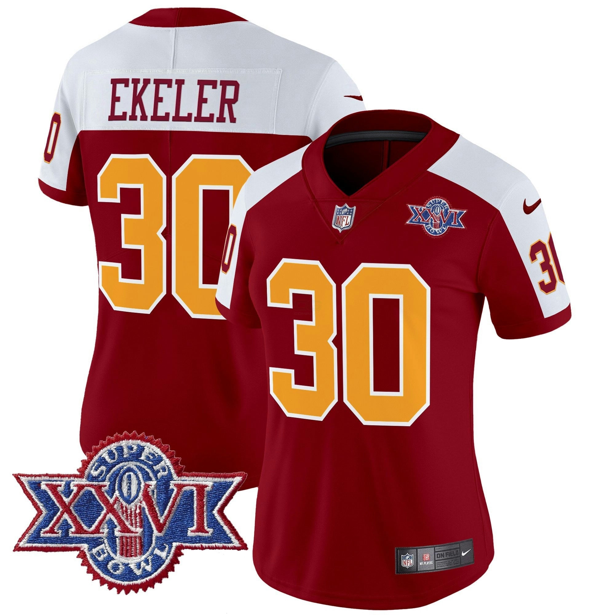 Camisa NFL Women’s Washington Redskins Throwback 1992 Super Bowl XXVI Patch Vapor Limited Jersey