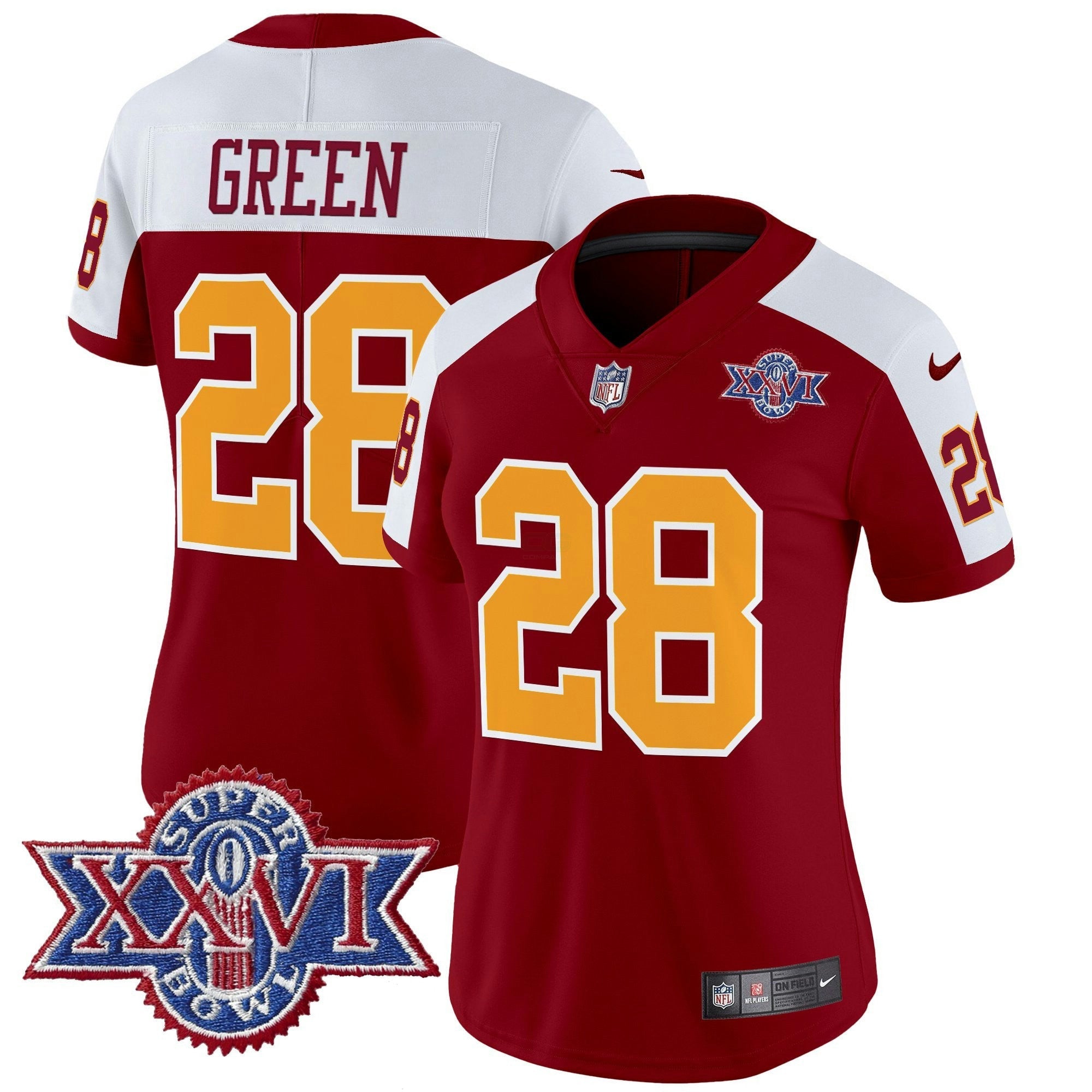 Camisa NFL Women’s Washington Redskins Throwback 1992 Super Bowl XXVI Patch Vapor Limited Jersey