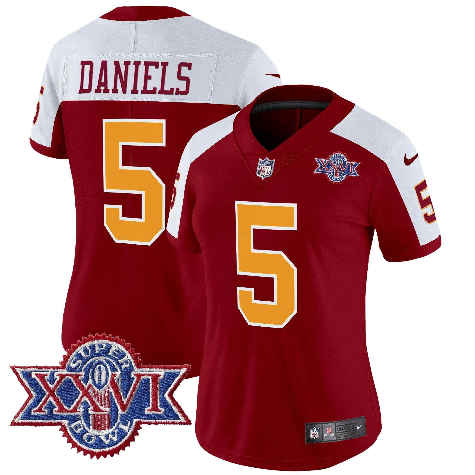 Camisa NFL Women’s Washington Redskins Throwback 1992 Super Bowl XXVI Patch Vapor Limited Jersey