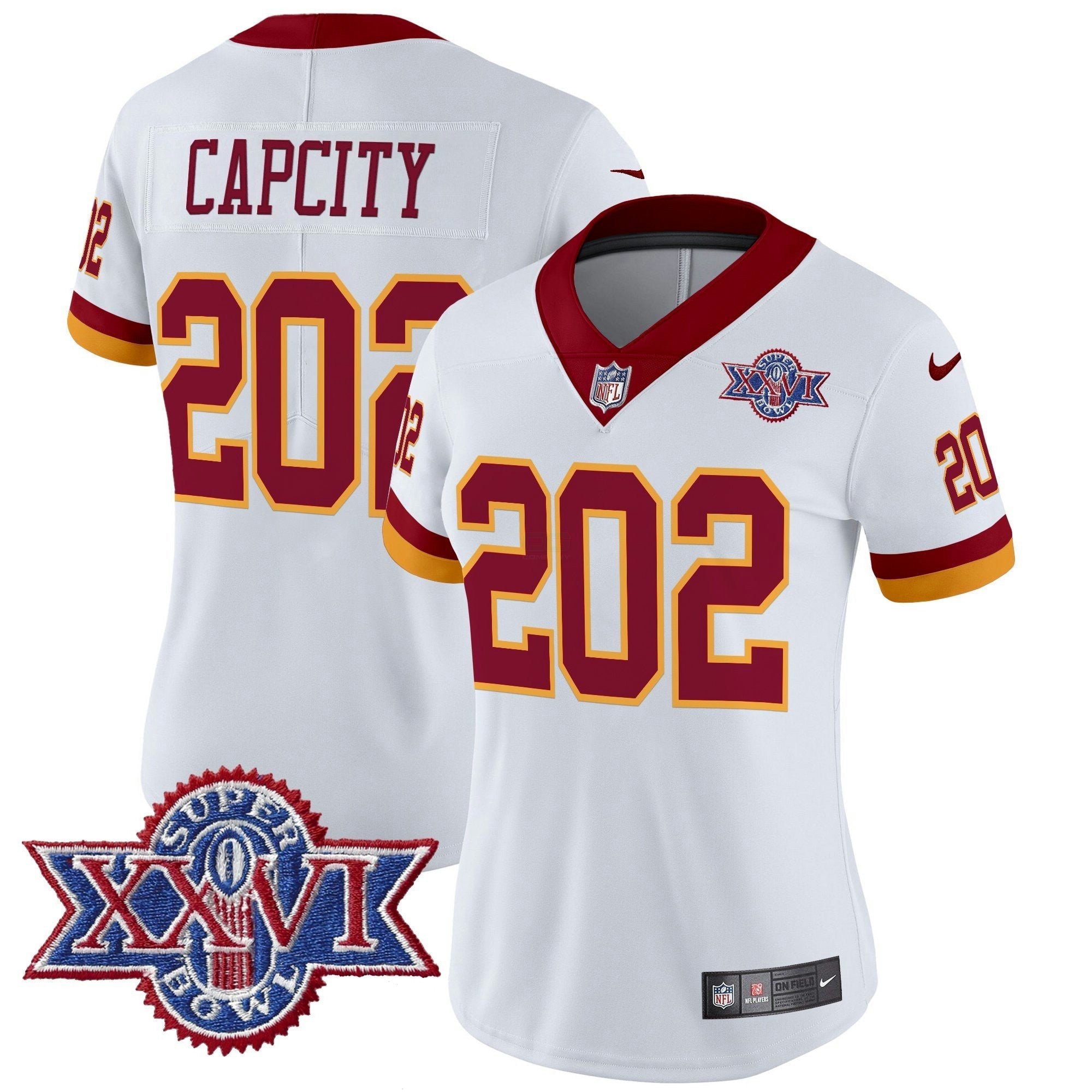 Camisa NFL Women’s Washington Redskins Throwback 1992 Super Bowl XXVI Patch Vapor Limited Jersey