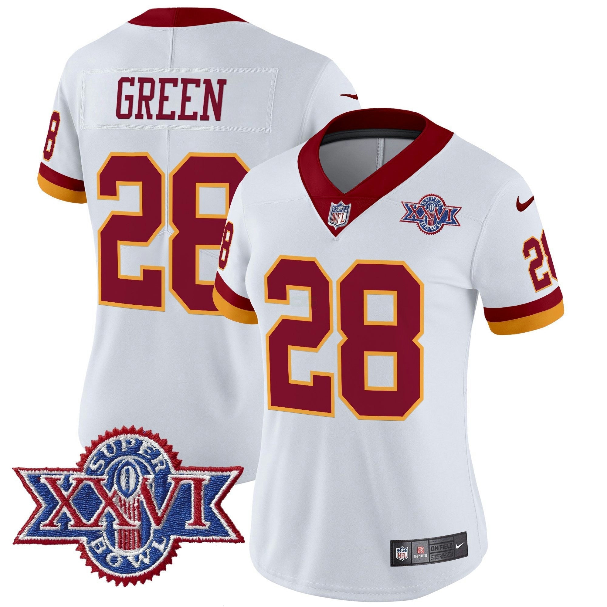 Camisa NFL Women’s Washington Redskins Throwback 1992 Super Bowl XXVI Patch Vapor Limited Jersey