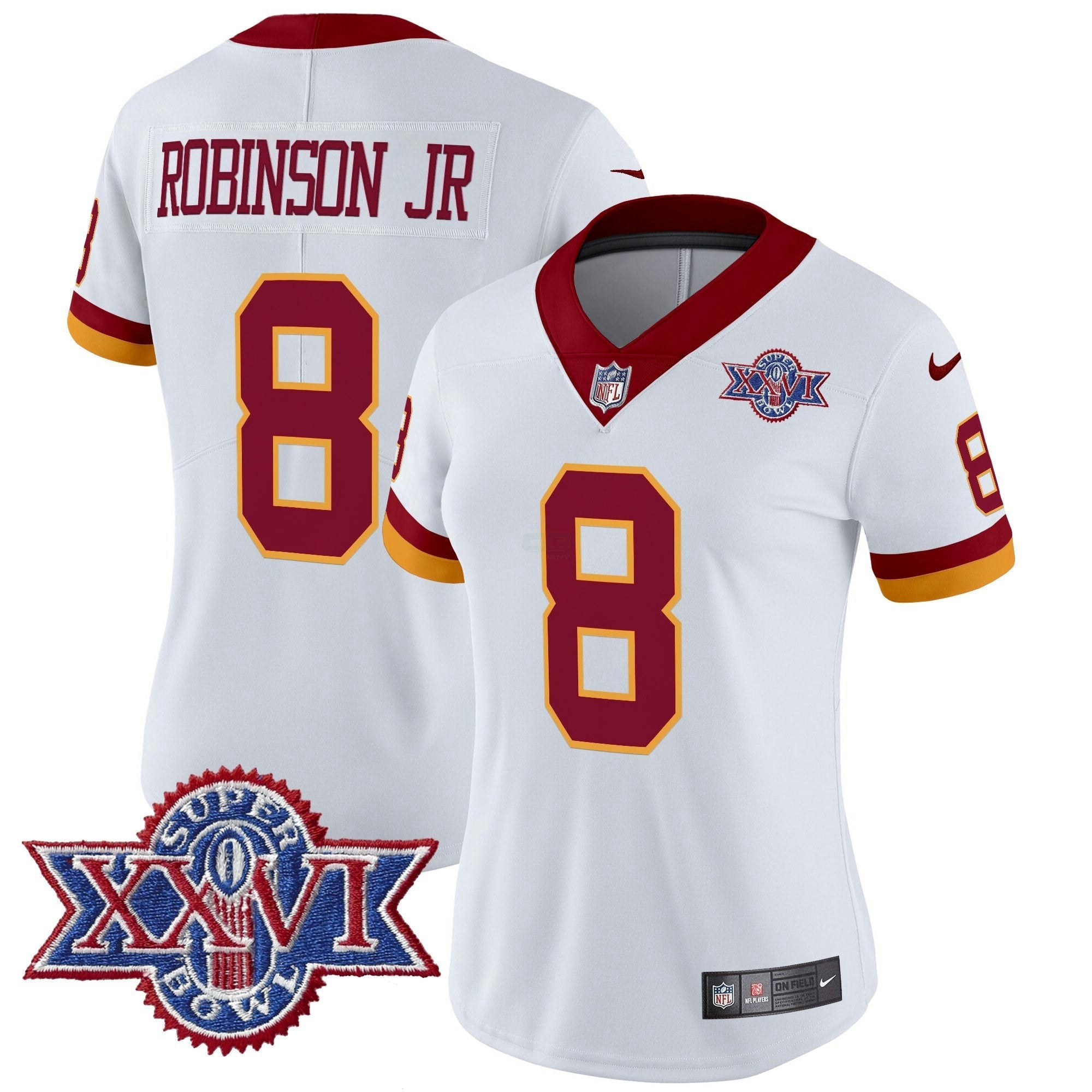 Camisa NFL Women’s Washington Redskins Throwback 1992 Super Bowl XXVI Patch Vapor Limited Jersey