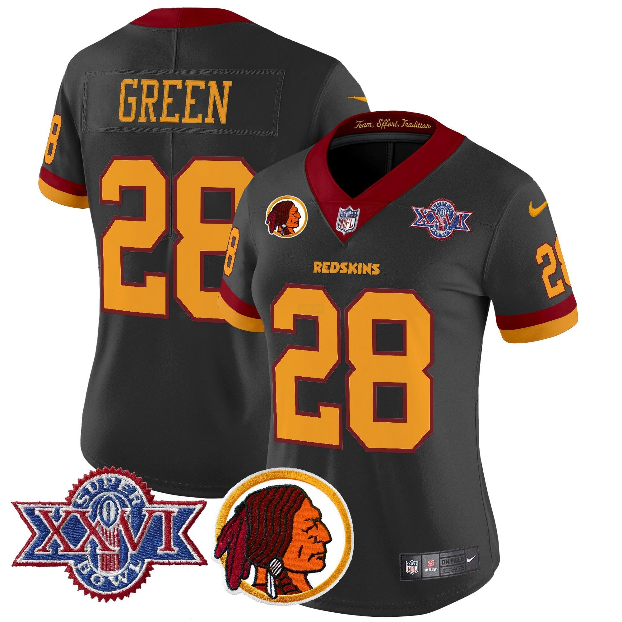 Camisa NFL Women’s Washington Redskins Throwback 1992 Super Bowl XXVI Patch Vapor Limited Jersey V2